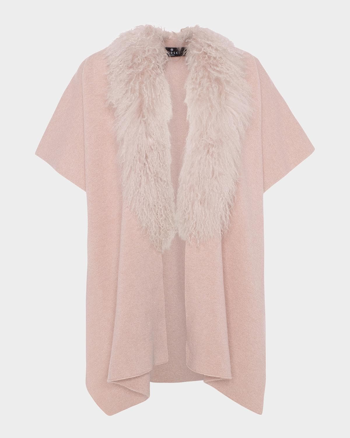 Gorski Select Cashmere-Merino Wool Blend Cape with Mongolian Lamb Trim