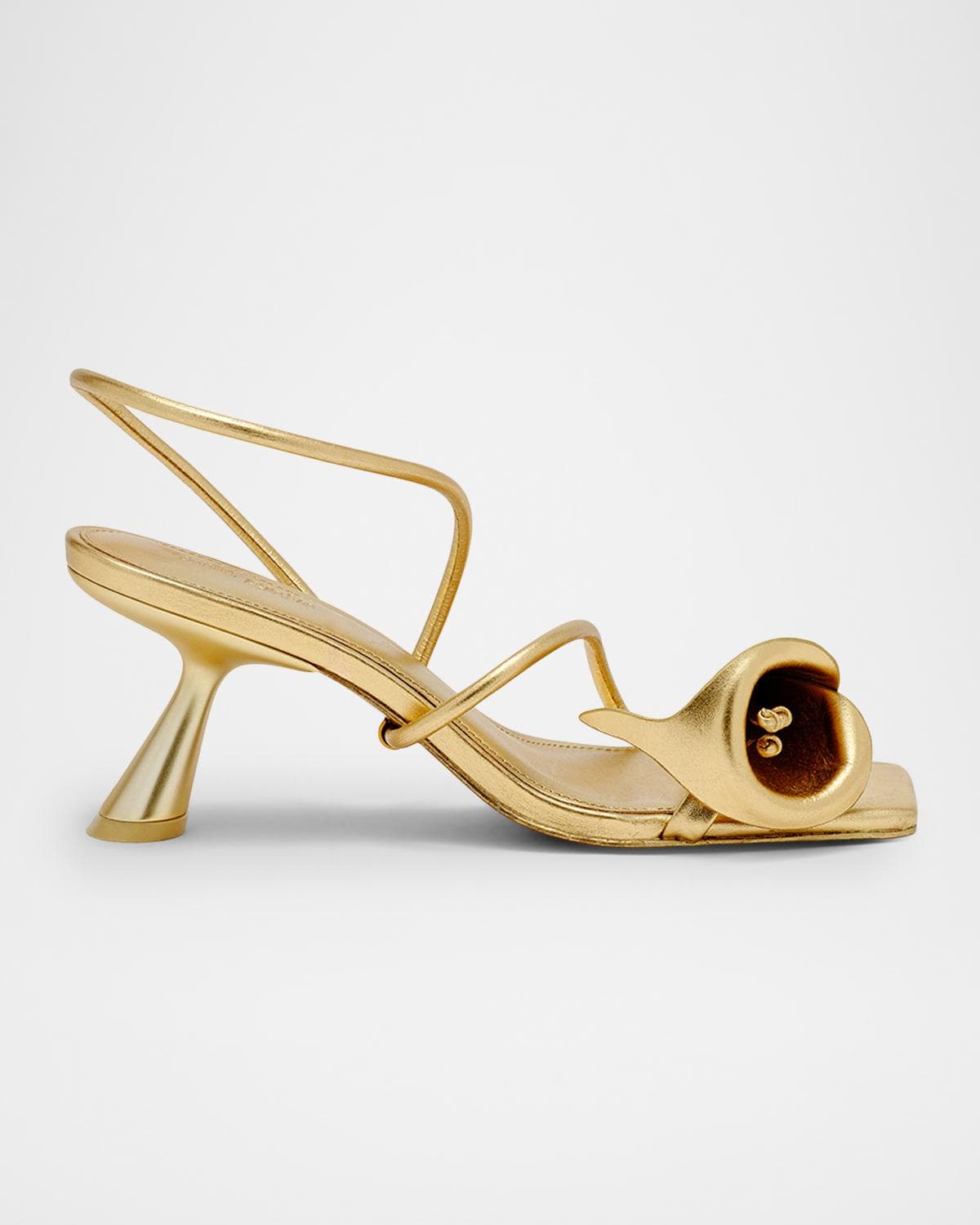 Cult Gaia Ria Calla Lily Metallic Leather Sandals