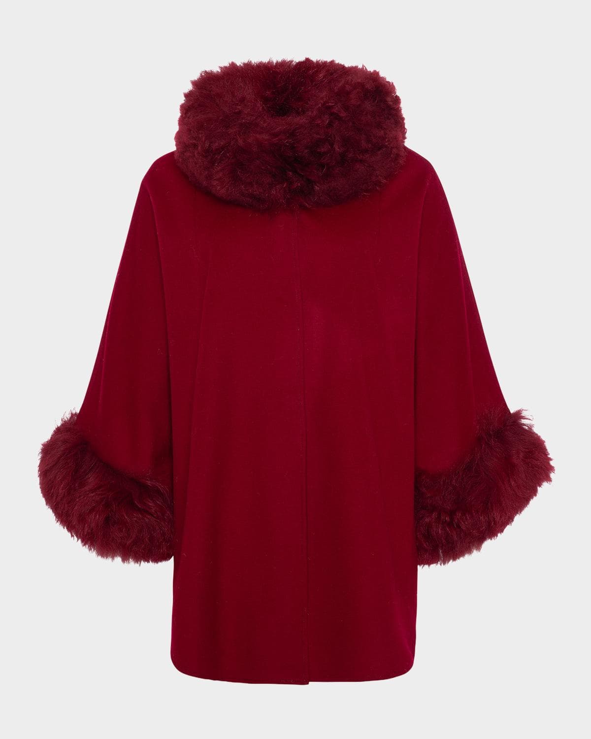Gorski Cashmere & Wool Blend Cape with Select Lamb Shearling Trim