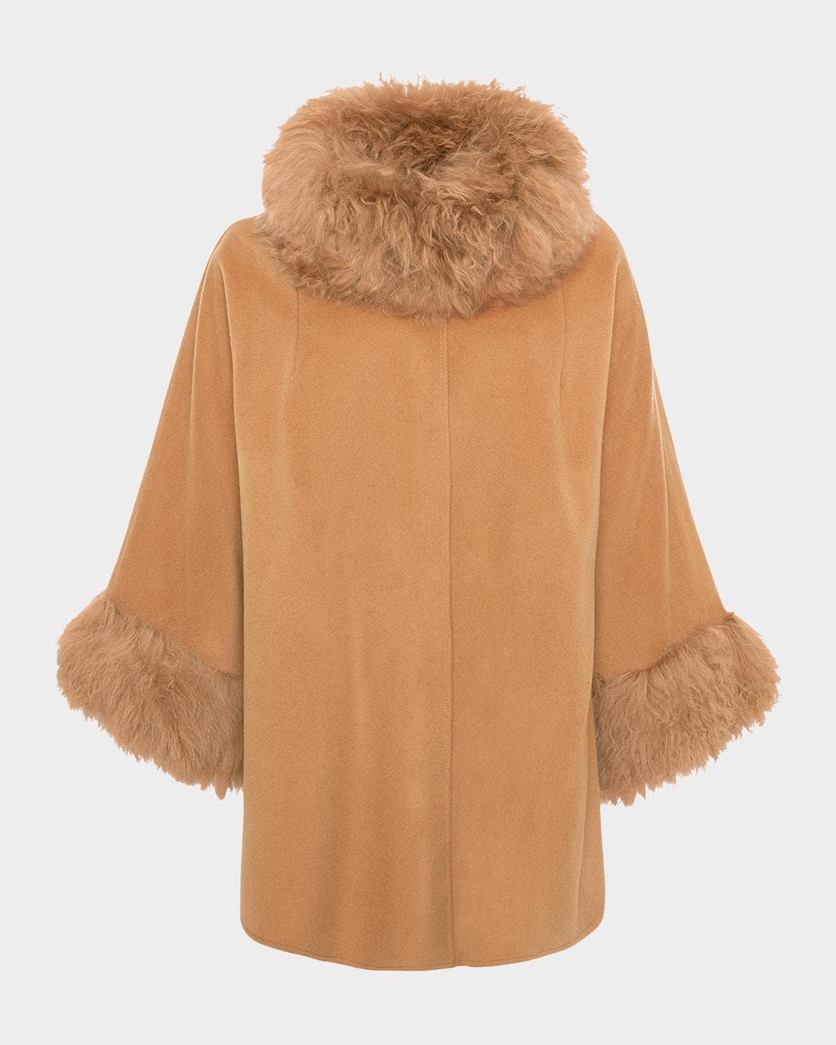 Gorski Cashmere & Wool Blend Cape with Select Lamb Shearling Trim