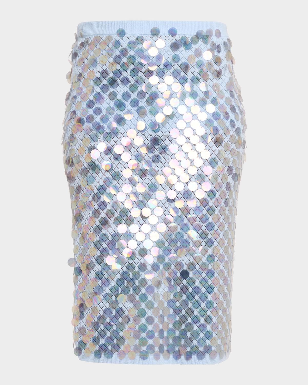 ZANKOV Sequined Wool-Cashmere Pointelle Knit Midi Skirt