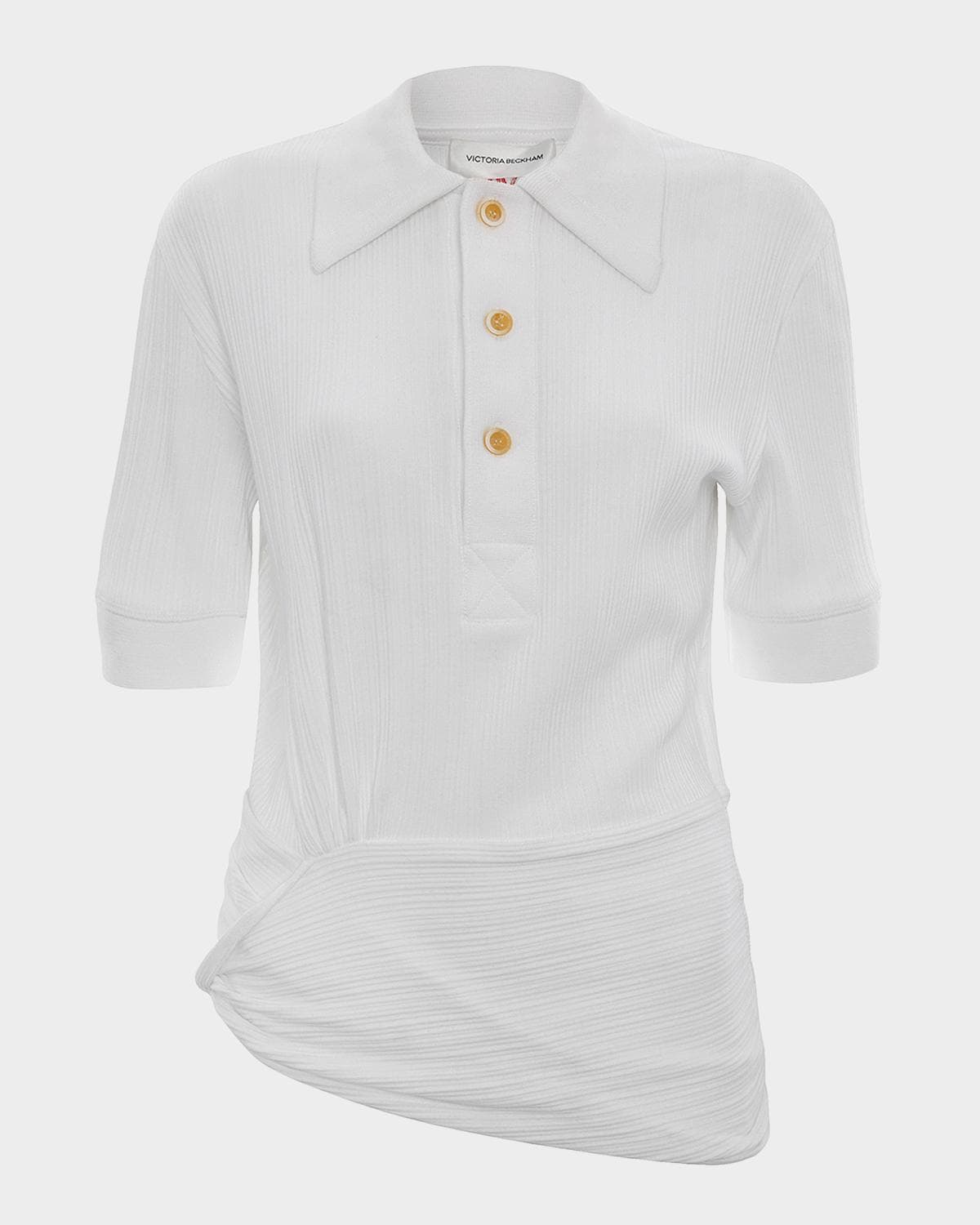 Victoria Beckham Twisted Rib Short-Sleeve Polo Shirt
