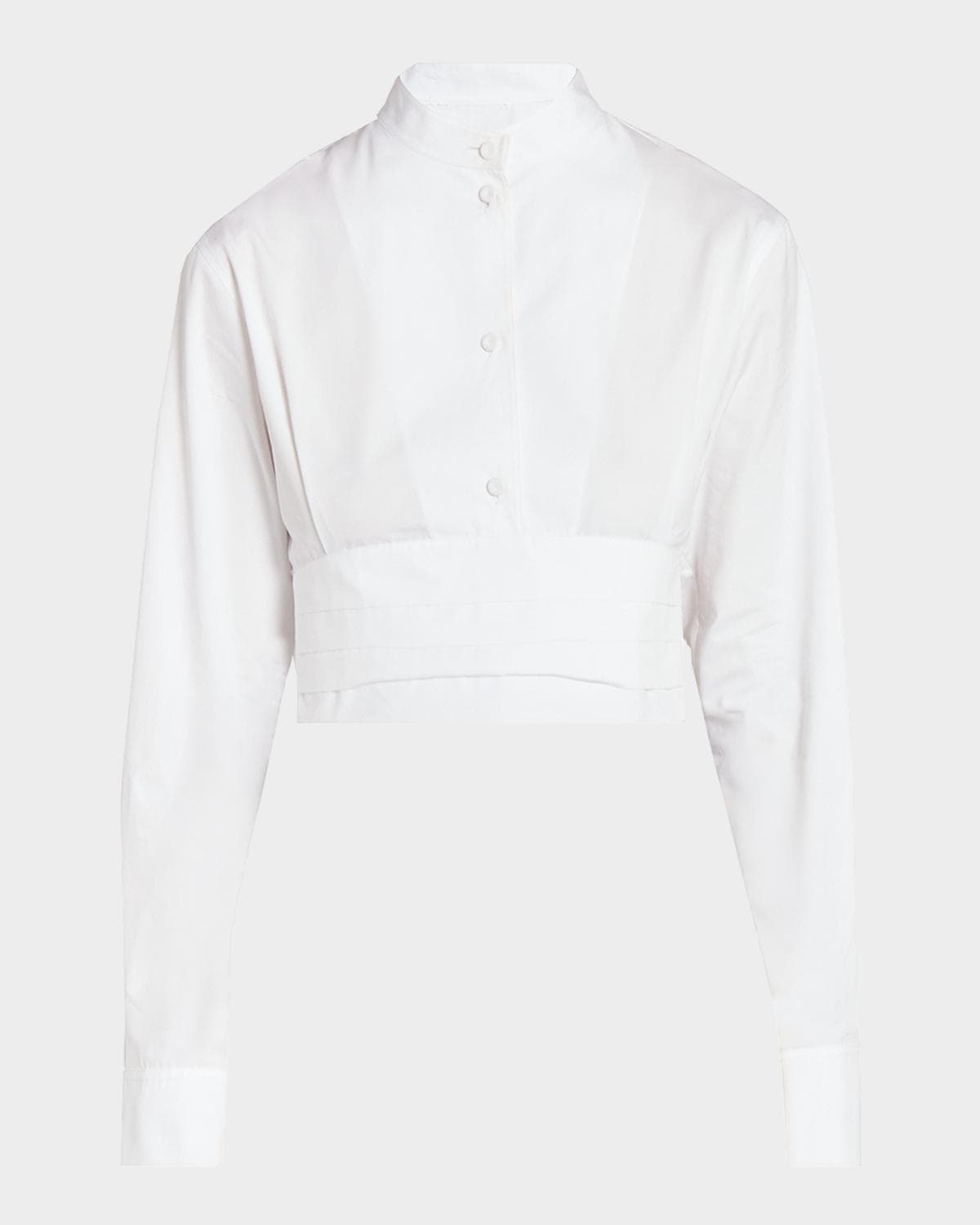 ALAÏA Cummerbund Cotton Cropped Shirt
