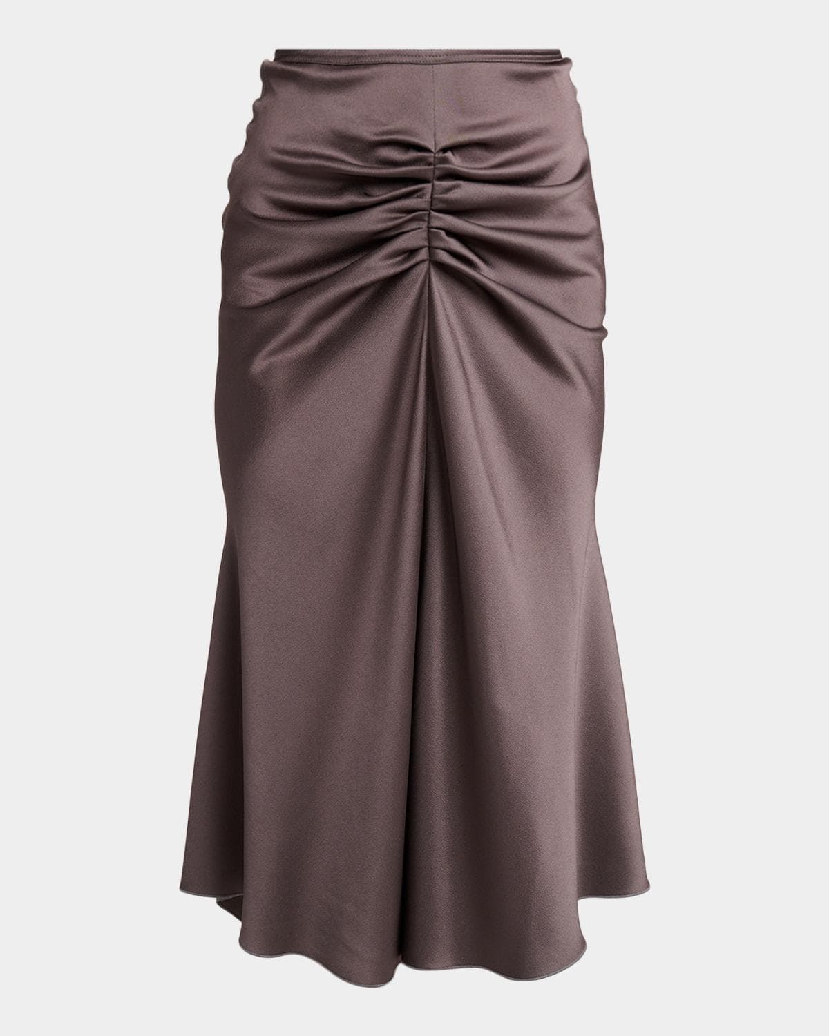 Victoria Beckham Gathered Waist Satin Midi Skirt
