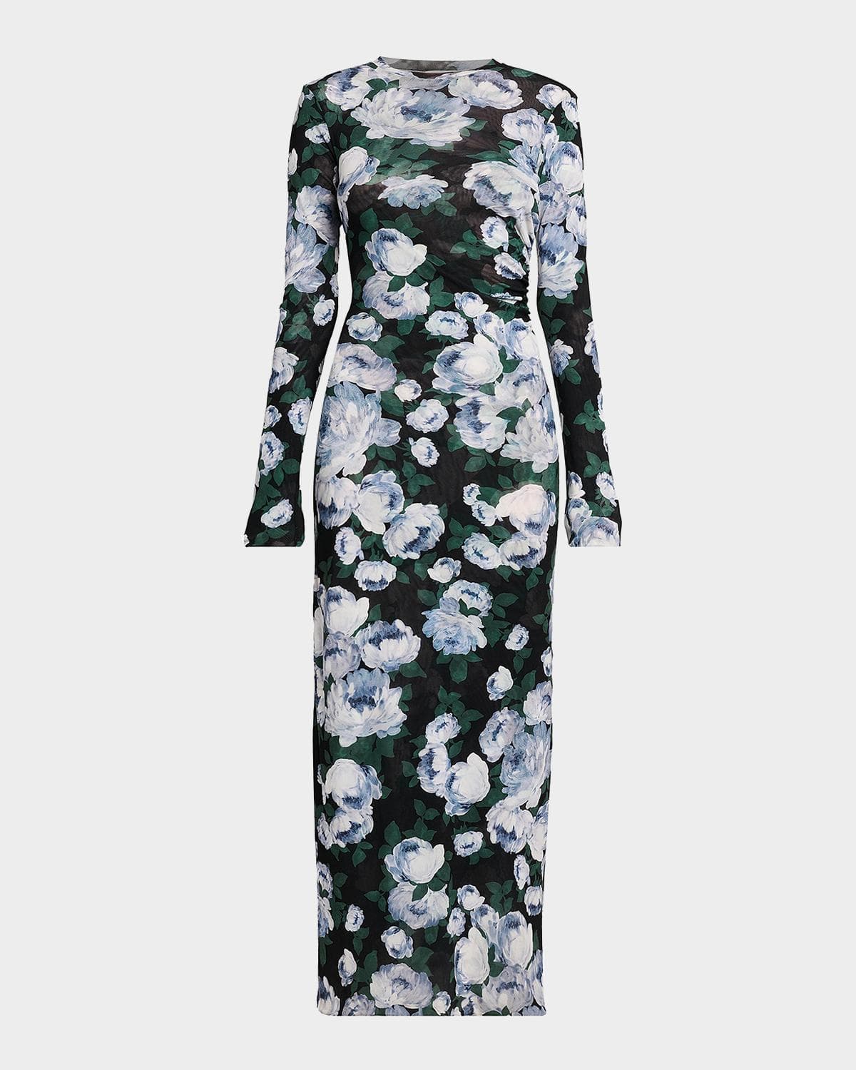 Stella McCartney Bunch Of Roses Mesh Long-Sleeve Maxi Dress