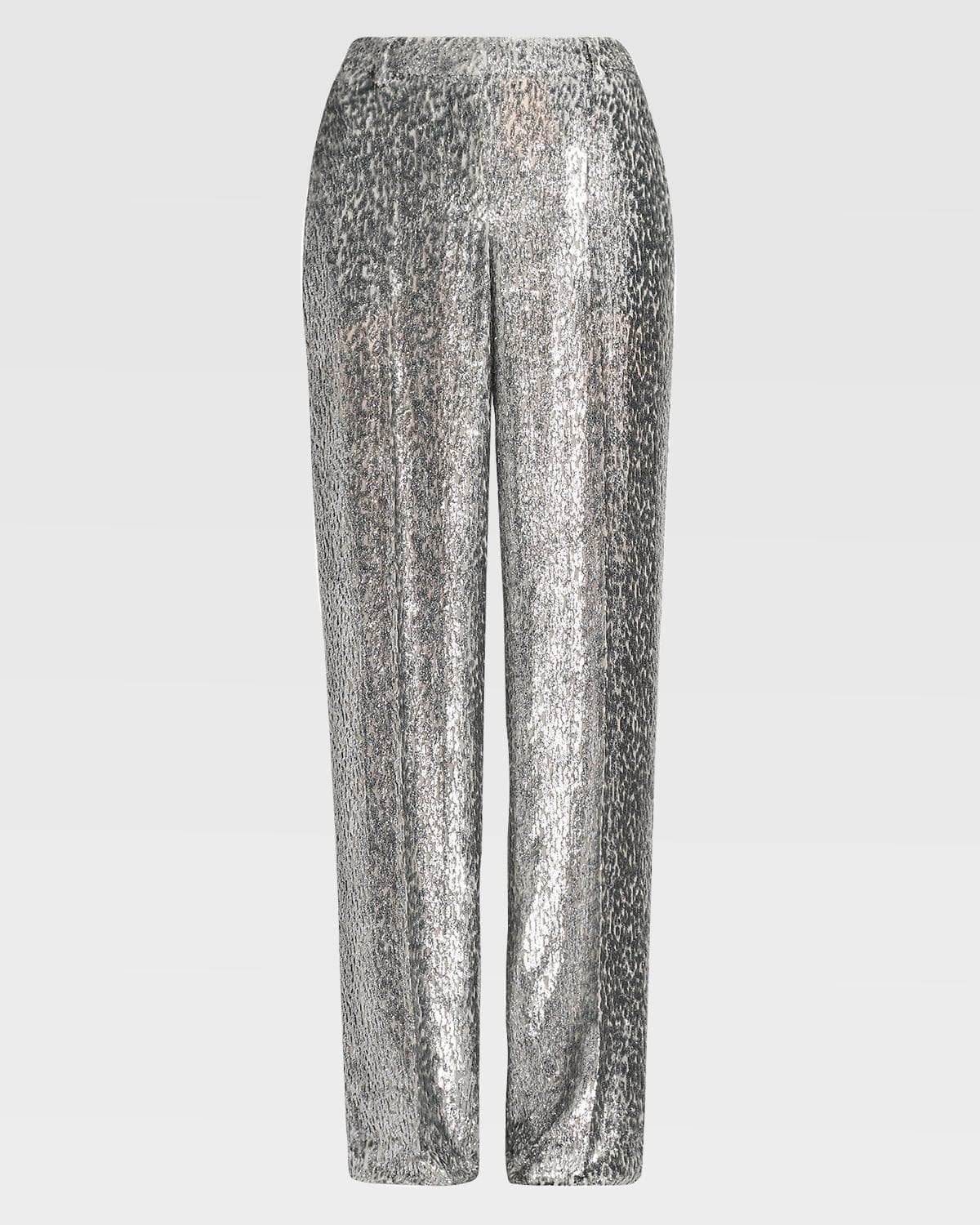 Stella McCartney Fil Coupe Pleated Straight-Leg Trousers