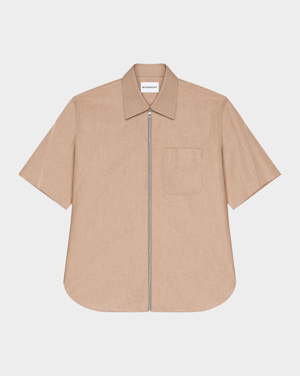 Givenchy Men's Point Collar Full-Zip Short-Sleeve Shirt
