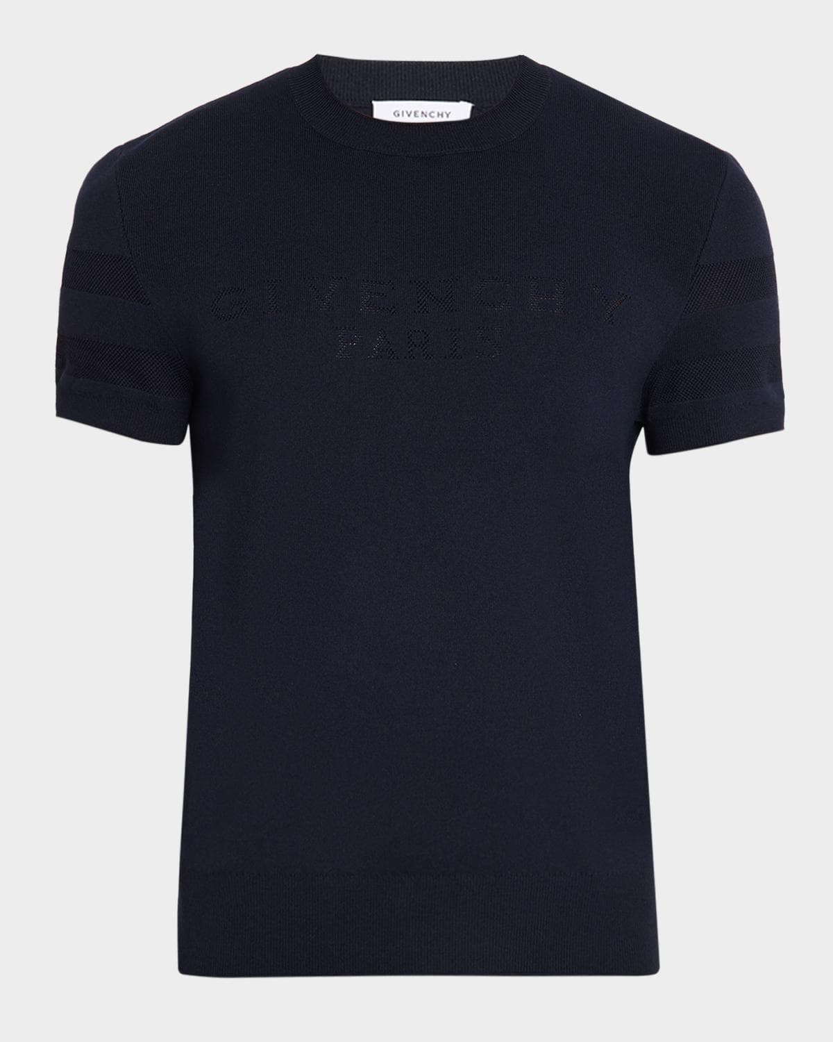 Givenchy Men's Mesh Logo Knit Short-Sleeve Crewneck Sweater