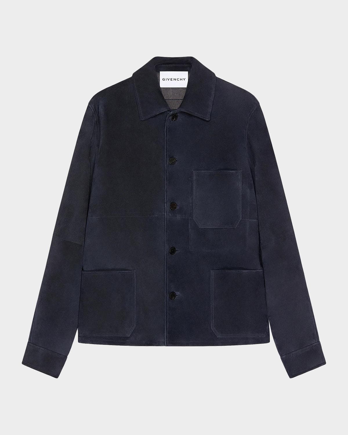 Givenchy Men's Leather Patch-Pocket Shirt Jacket