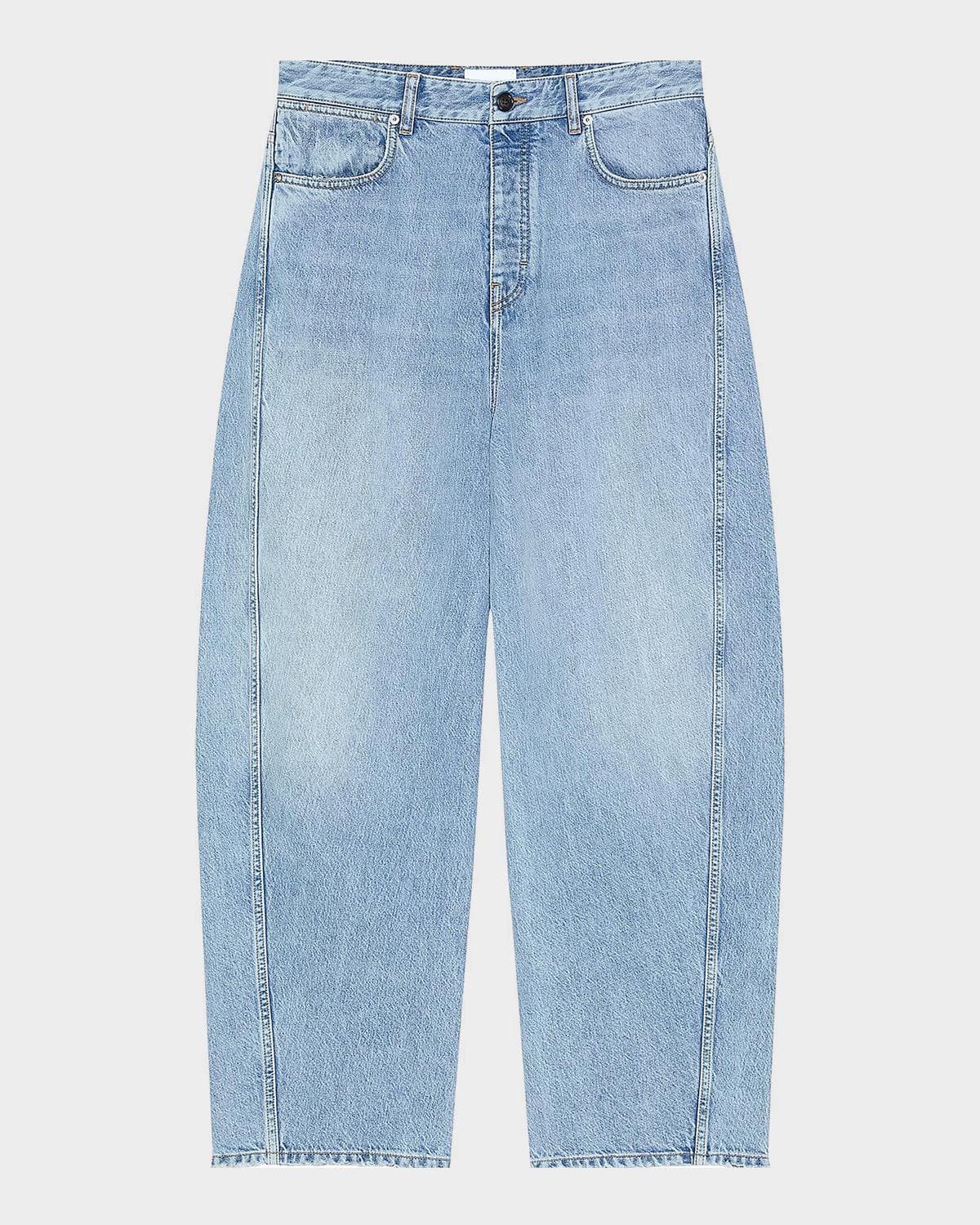 Givenchy Men's Stone-Washed Barrel-Leg Jeans