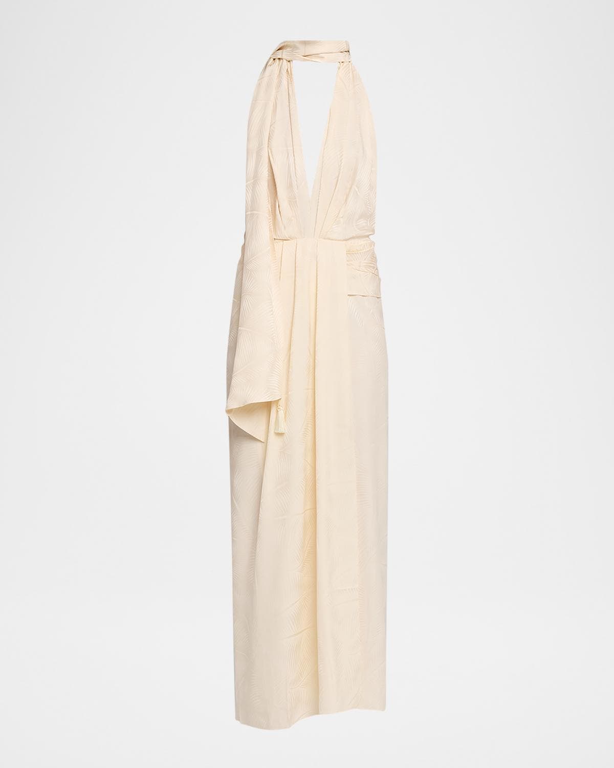 Johanna Ortiz Wildly Beautiful Plunging Halter Maxi Dress