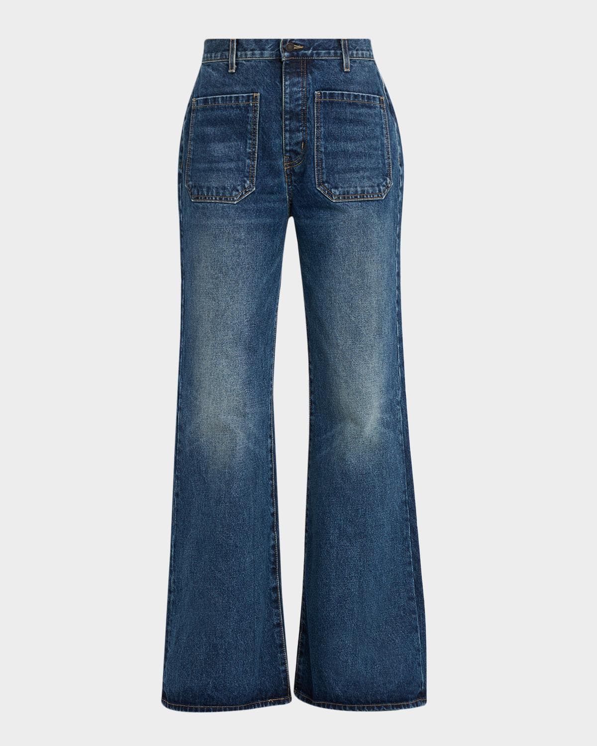 Nili Lotan Florence Patch-Pocket Flare Denim Jeans