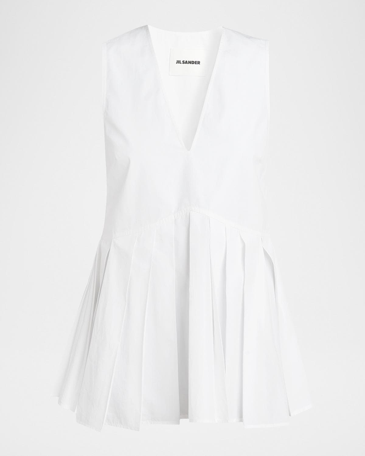 Jil Sander V-Neck Pleated Peplum Top