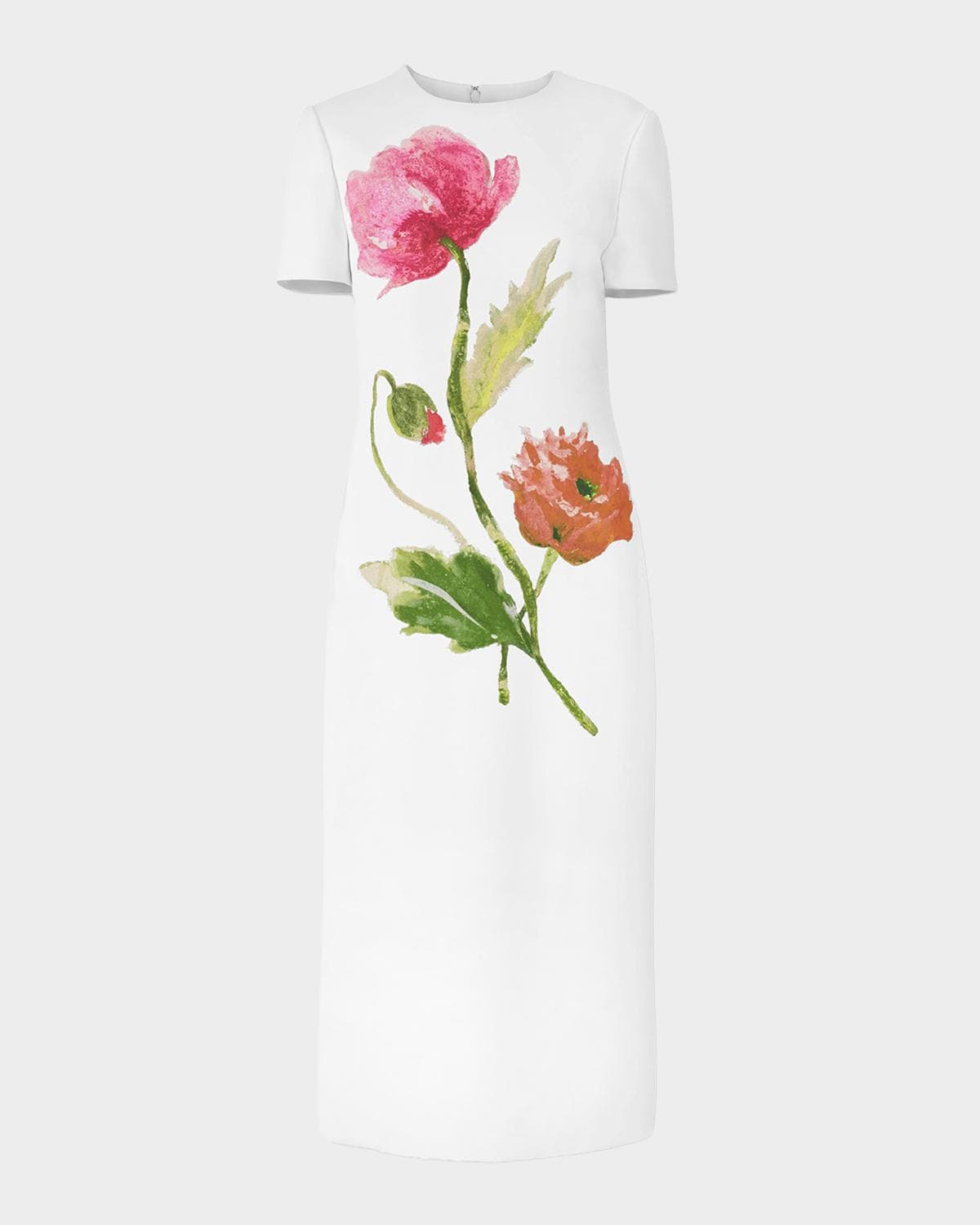 Carolina Herrera Flower-Print Crepe Short-Sleeve Midi Dress · 4