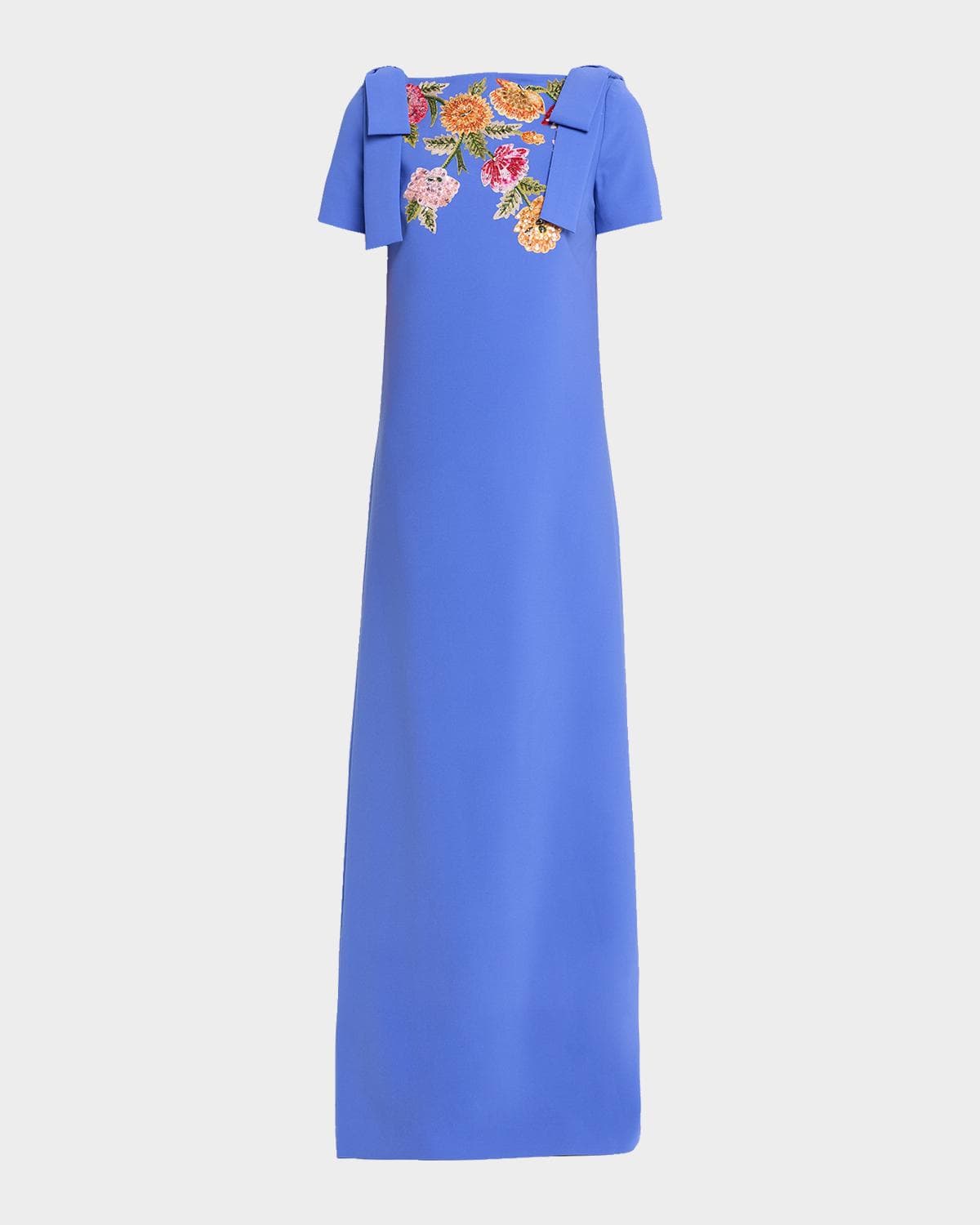 Carolina Herrera Embroidered Bow-Shoulder A-Line Gown · 0