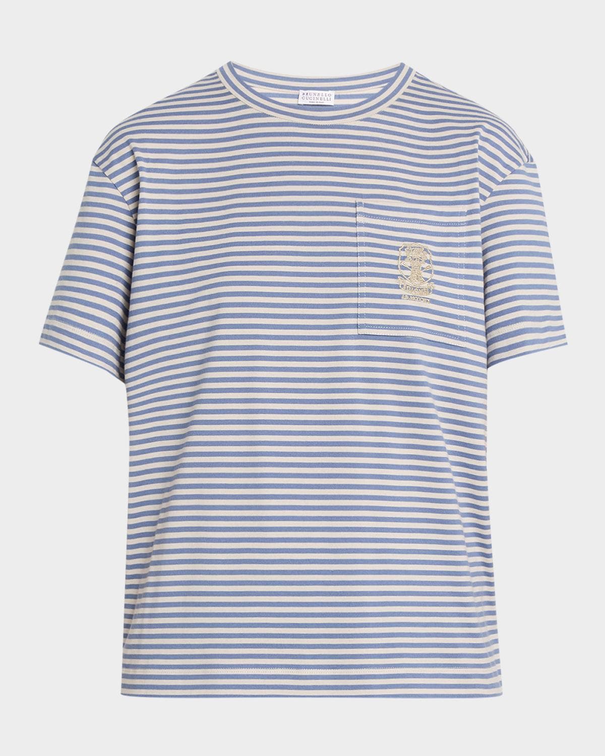 Brunello Cucinelli Striped Cotton Jersey Short-Sleeve T-Shirt