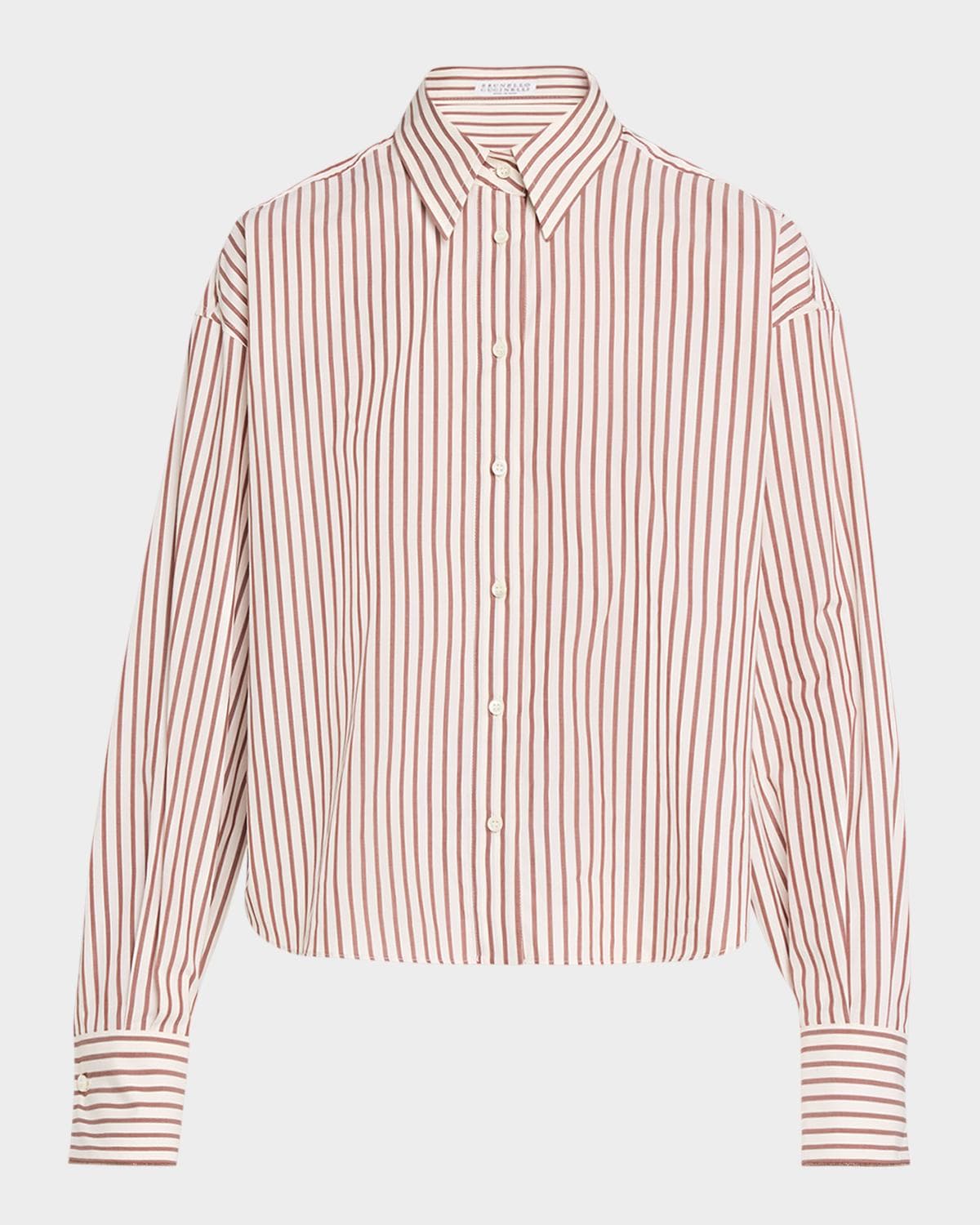Brunello Cucinelli Striped Cotton Poplin Button-Down Shirt