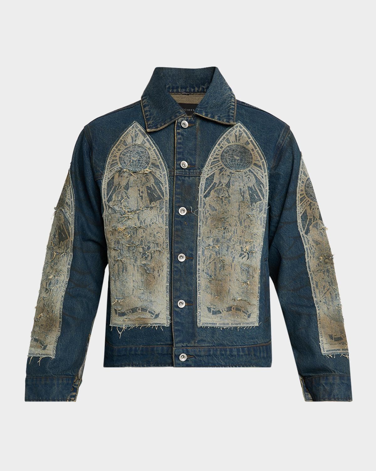 WHO DECIDES WAR Men's Mechanic Embroidered Patchwork Trucker Jacket