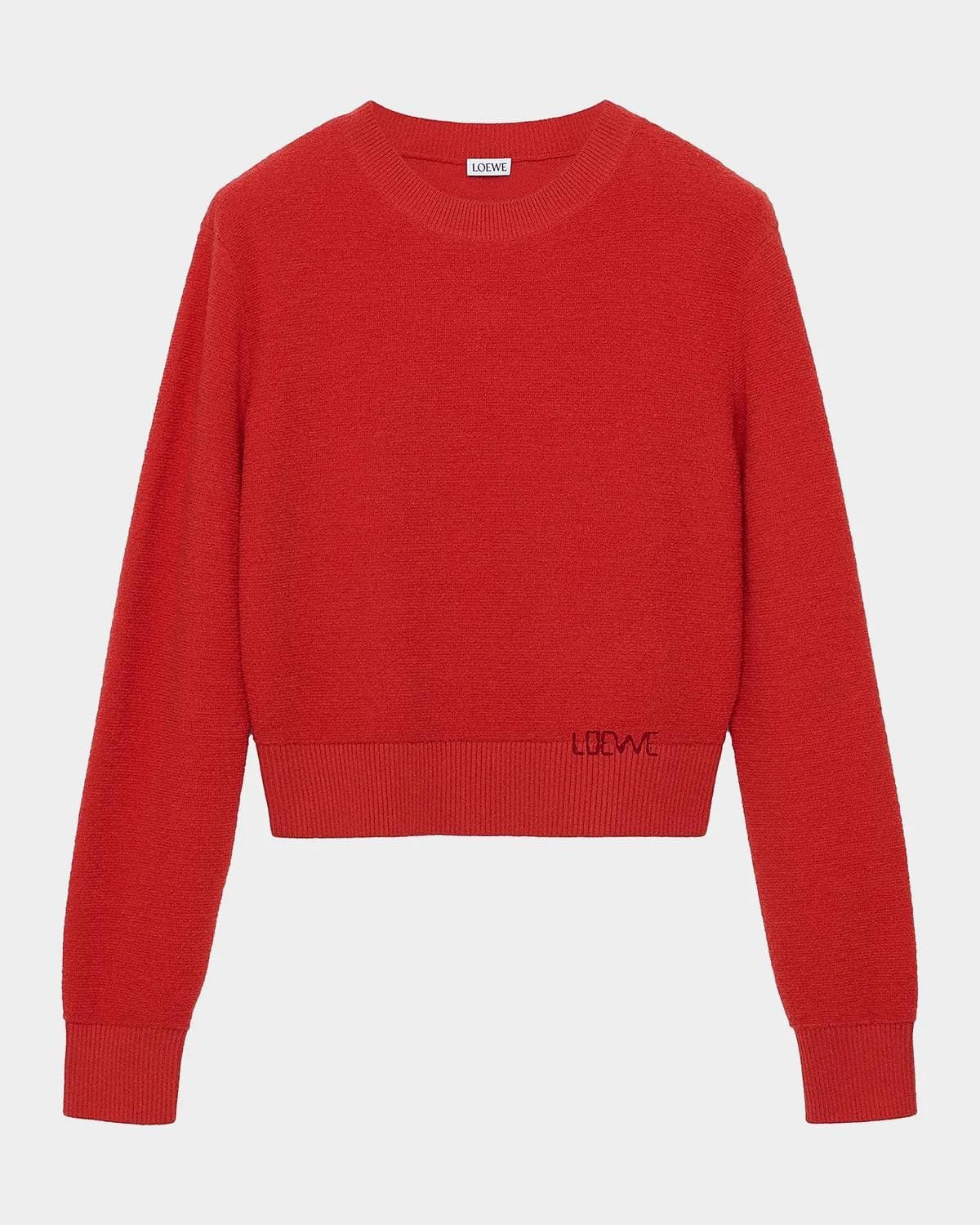 LOEWE Logo Embroidered Wool Crewneck Sweater