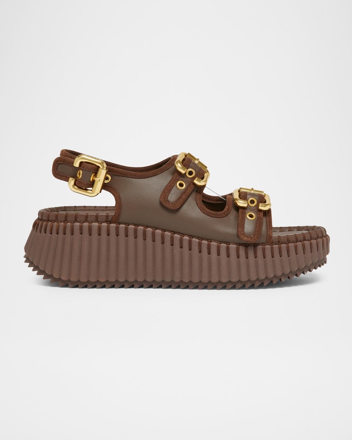Chloe 50mm Nama Leather Wedge Sandals