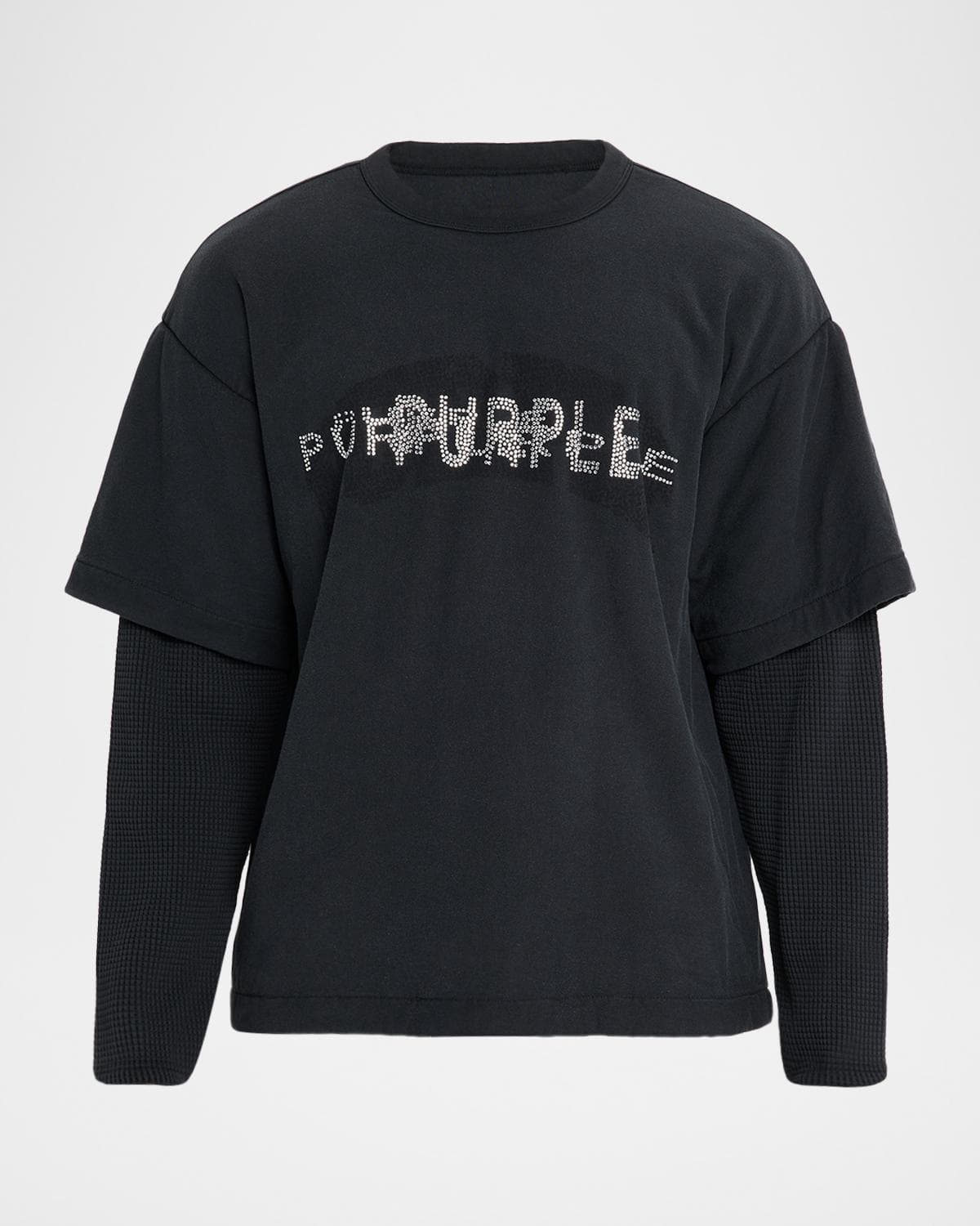 PURPLE Men's Sequin Logo Long Sleeve T-Shirt