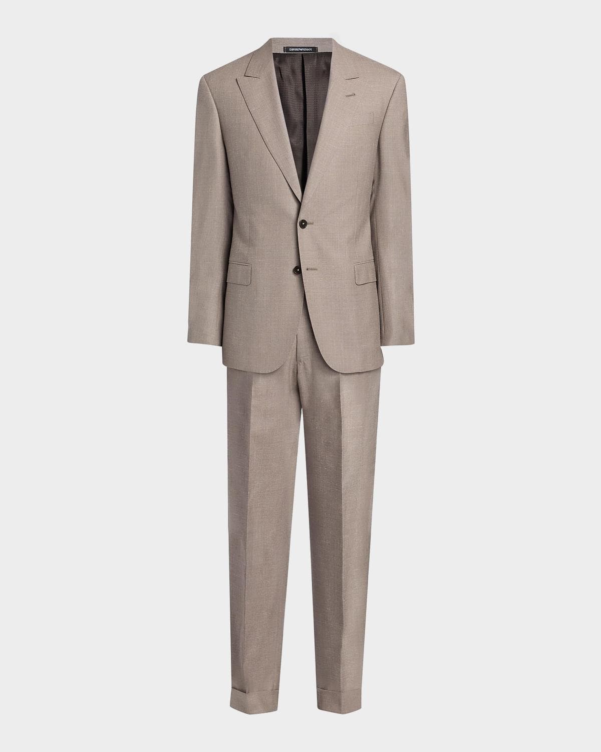 Emporio Armani Tonal Textured Single-Breasted Wool, Silk & Linen Suit