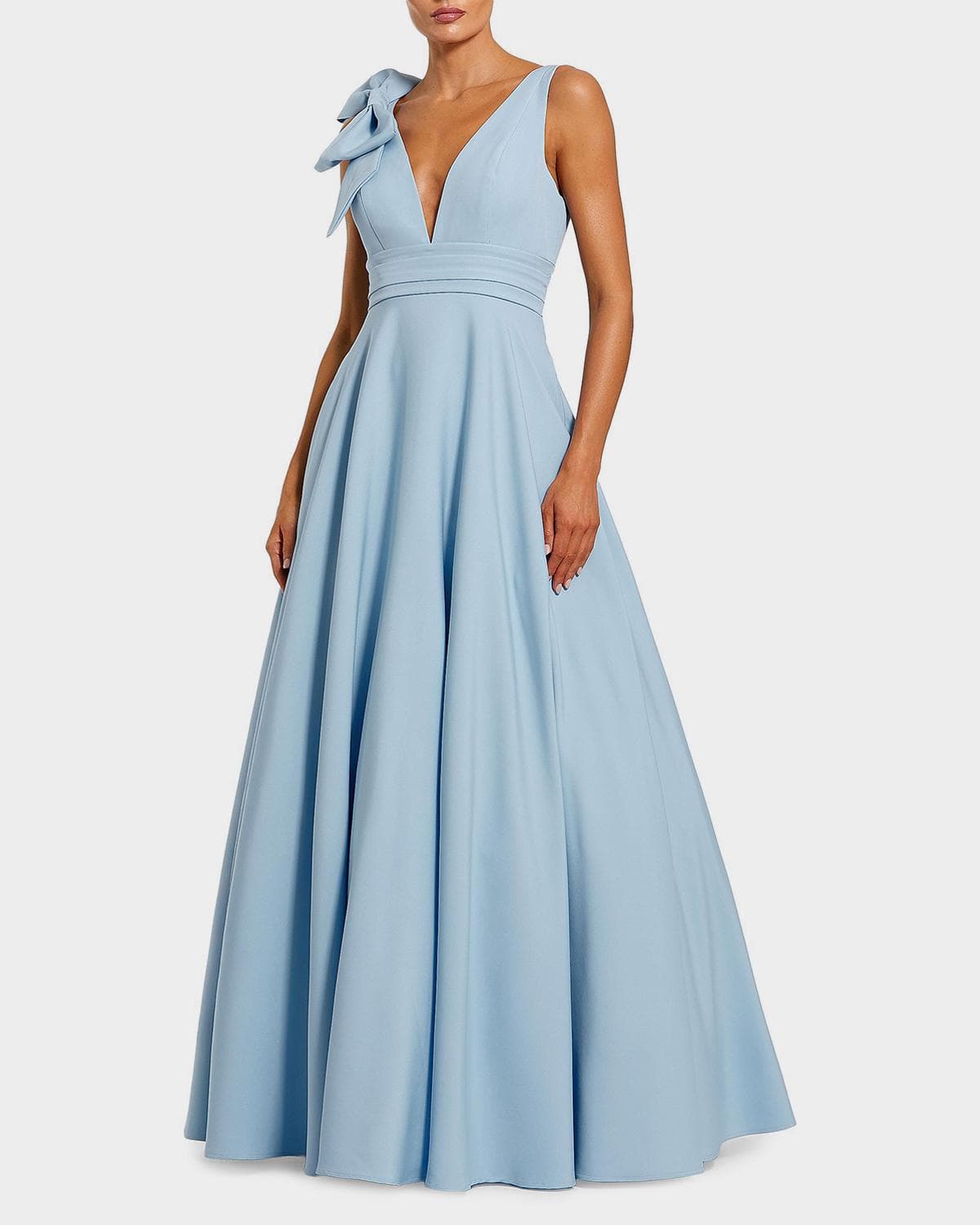 Mac Duggal Crepe Sleeveless V-Neck Gown