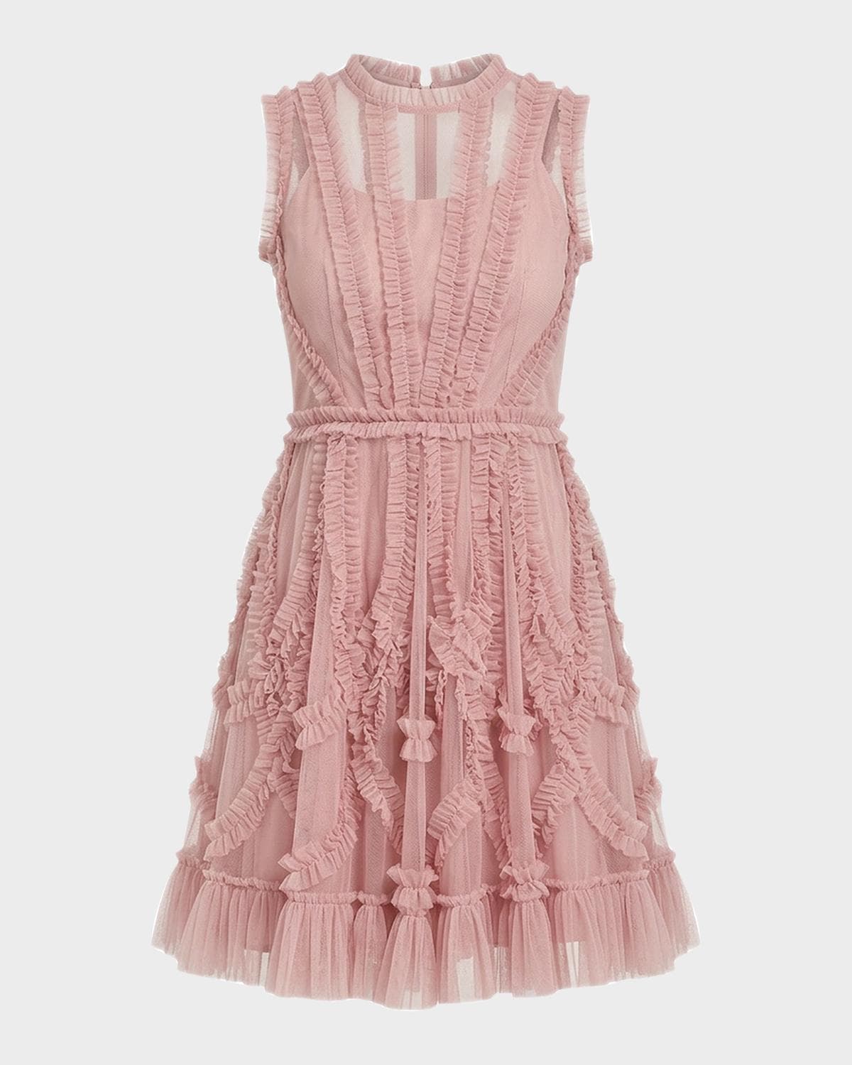 Mac Duggal Micro Ruffled Mesh Mini Dress