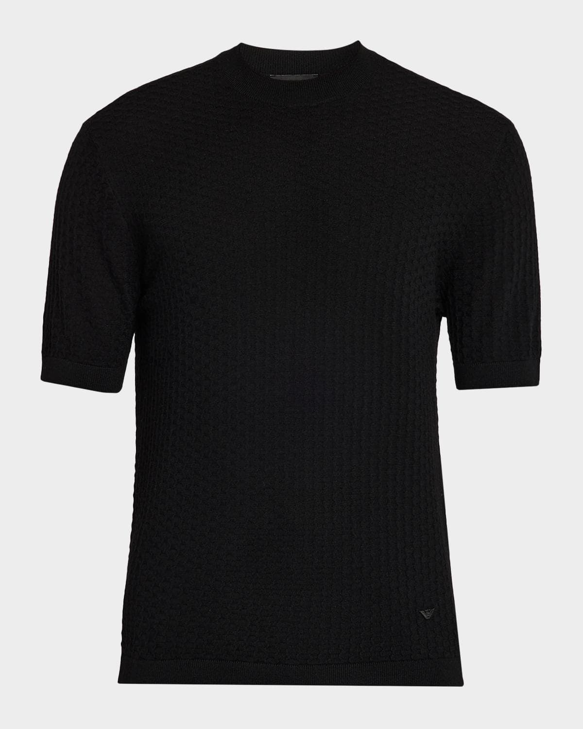 Emporio Armani Men's Wool Honeycomb Jacquard Short-Sleeve Sweater