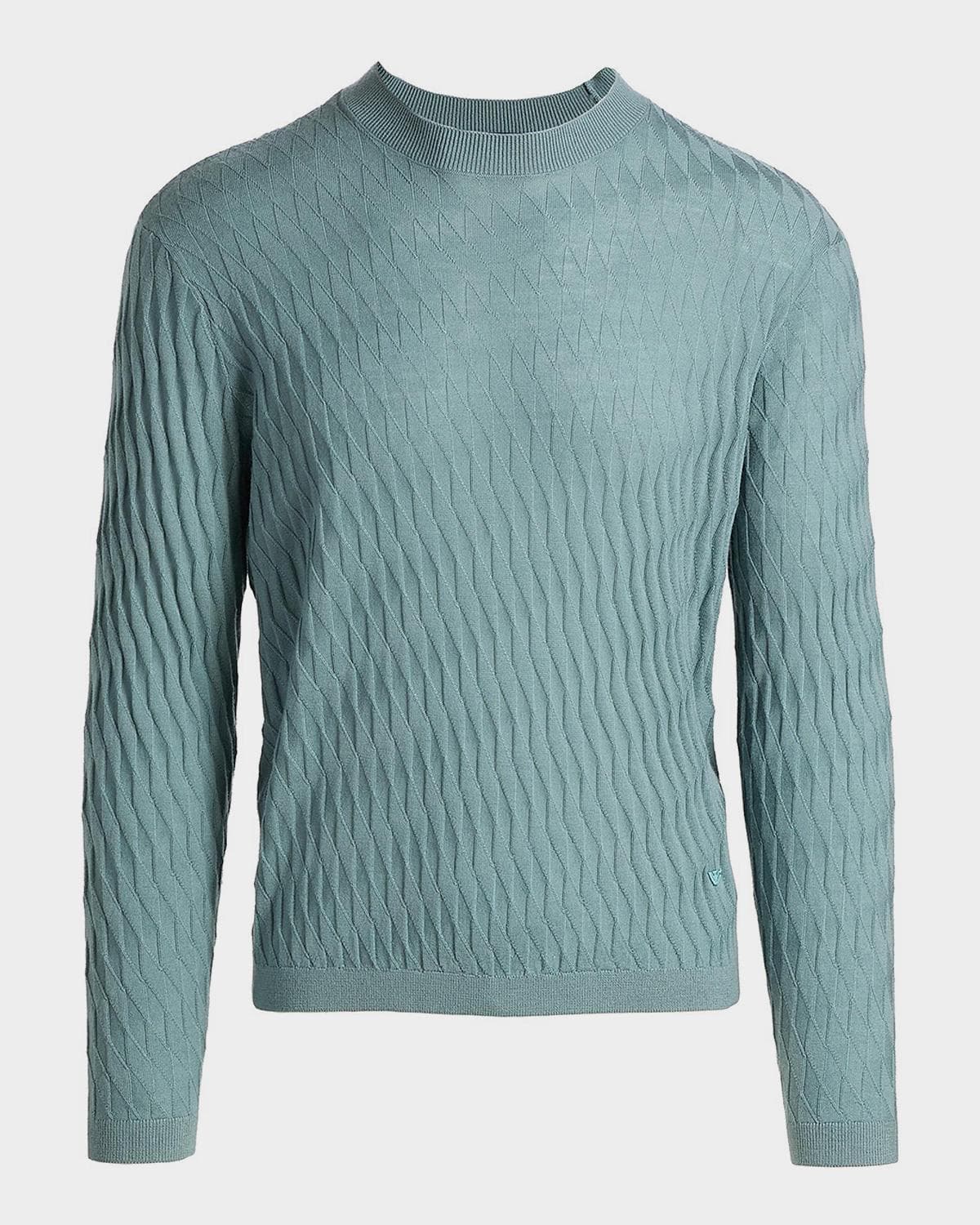 Emporio Armani Men's Wool Tonal Jacquard Crewneck Sweater