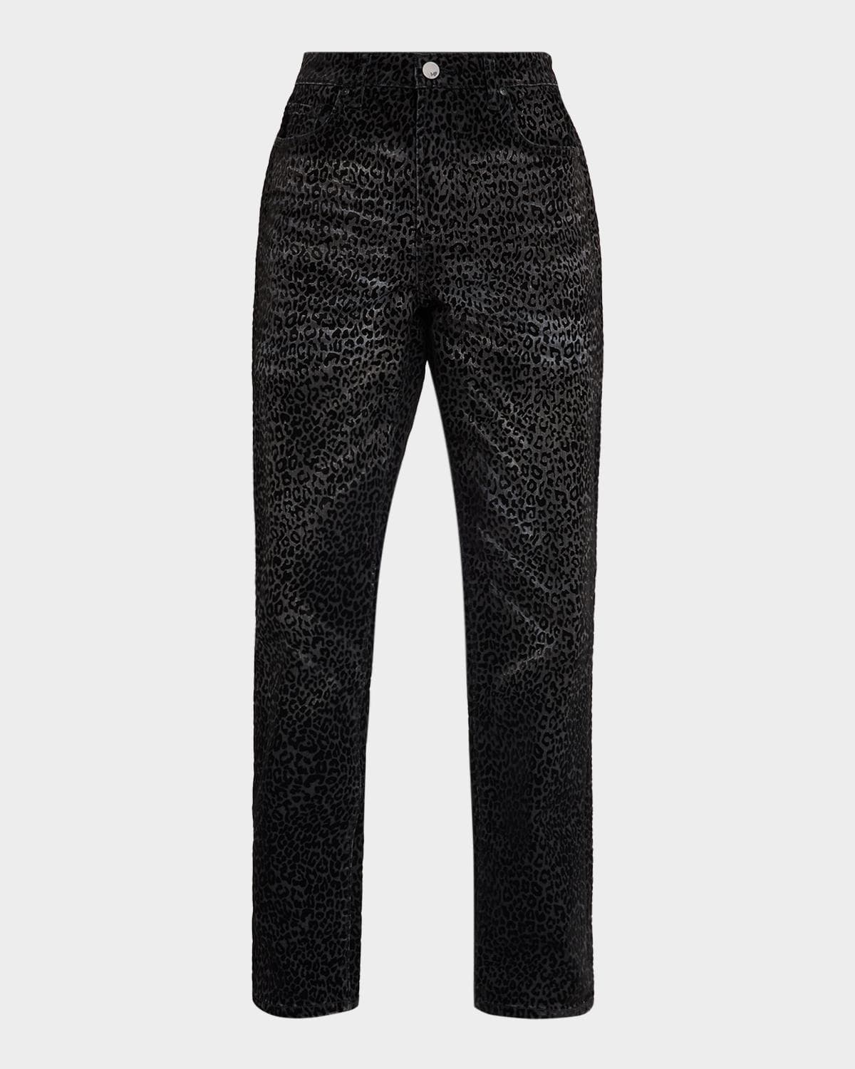 MONFRÈRE Men's Caine Leopard-Print Straight-Leg Jeans