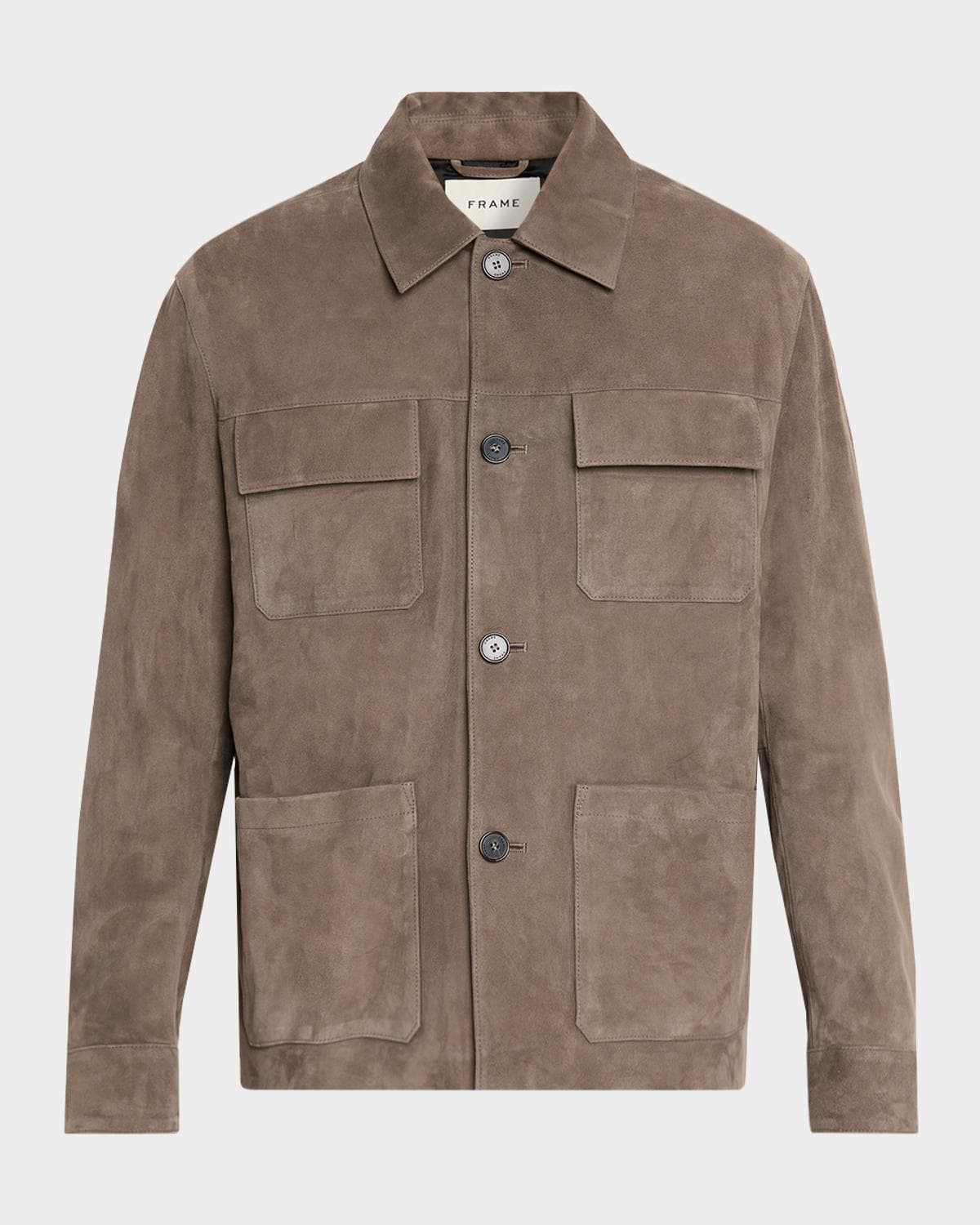 FRAME Men's Taupe Suede Chore Coat