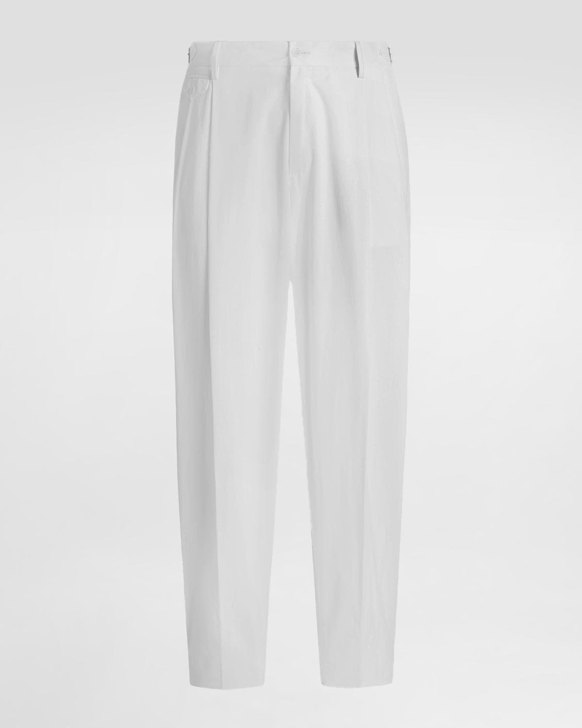 Dolce & Gabbana Men's Cotton Gabardine Straight-Leg Pleated Pants
