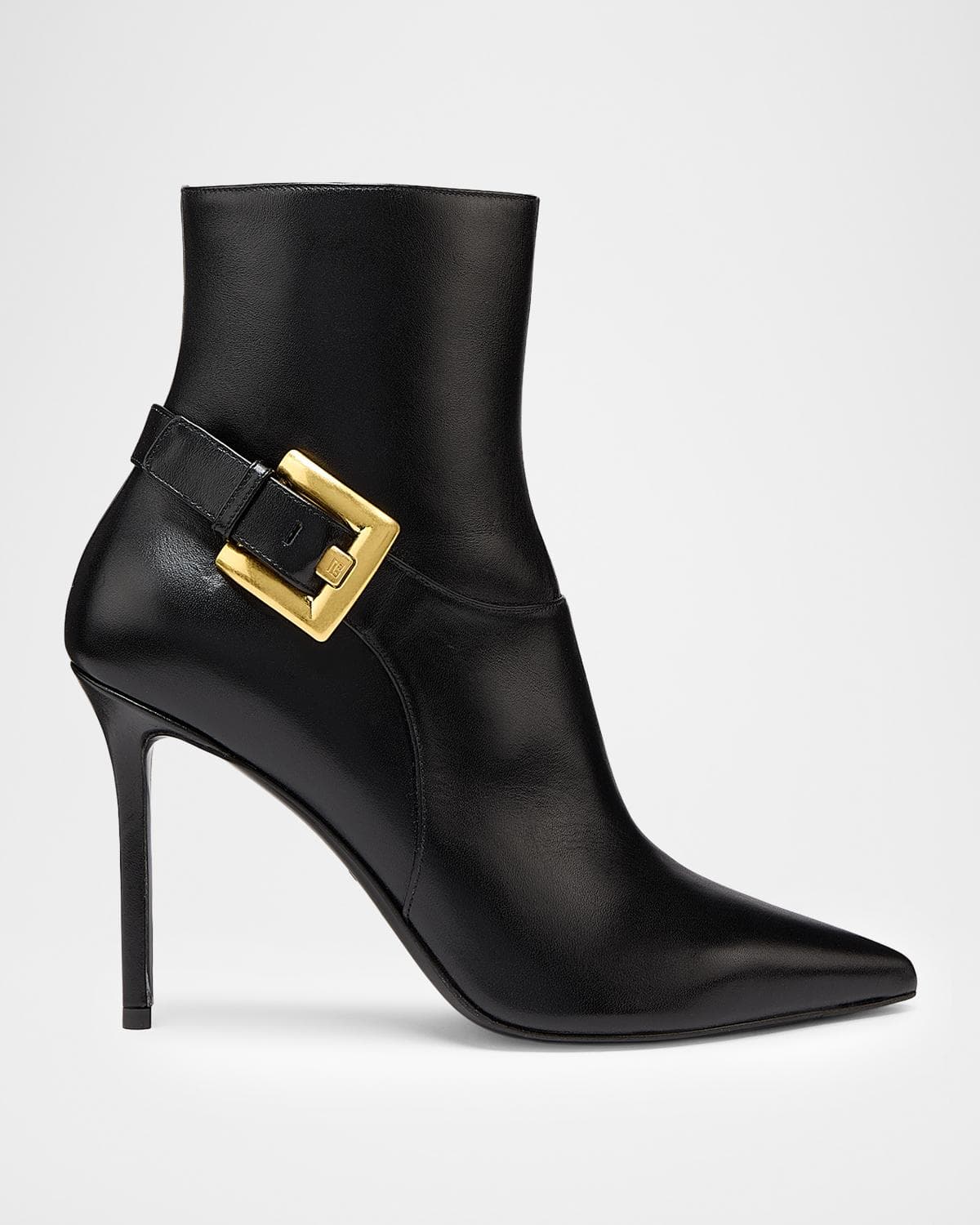 Balmain 85mm Buckle Leather Ankle Booties