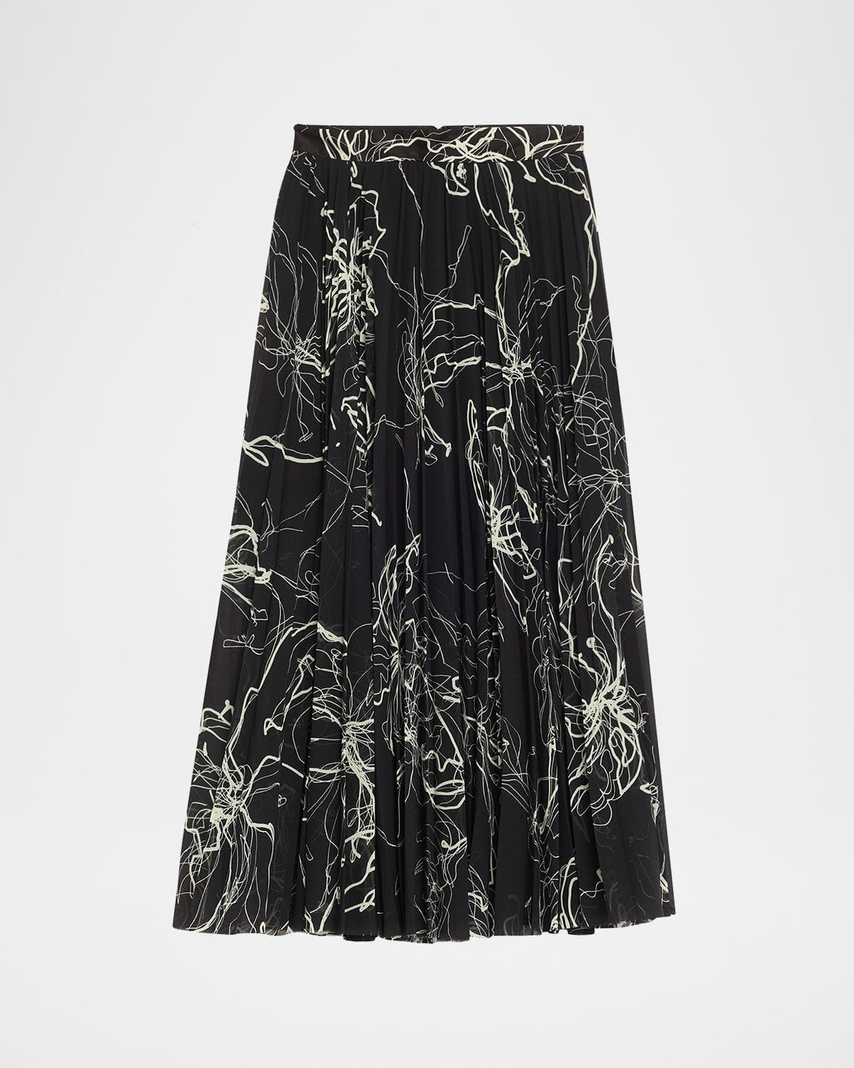 Jason Wu Collection Pleated Floral-Print Chiffon Midi Skirt