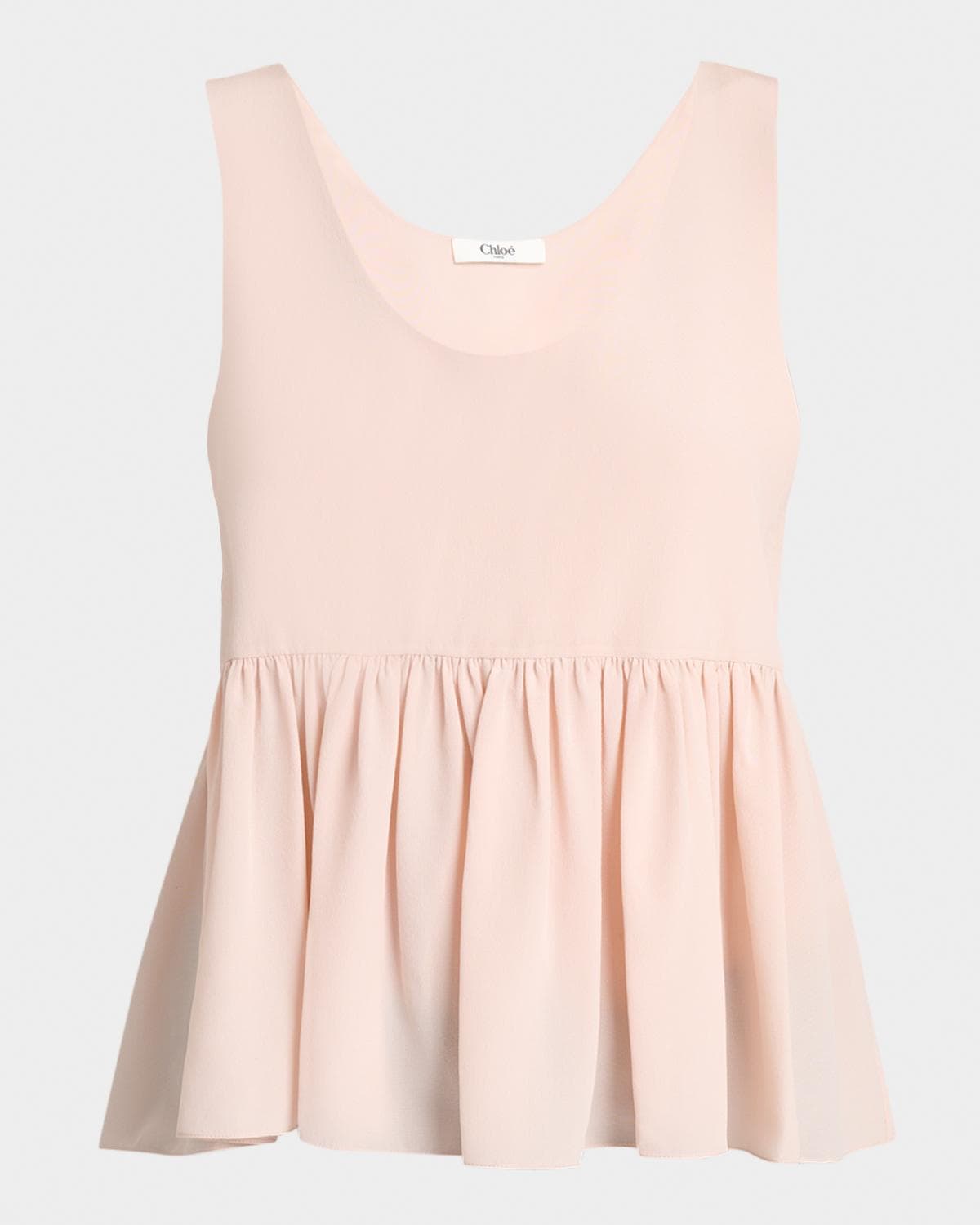 Chloe Gathered Silk Crepe De Chine Peplum Tank Top