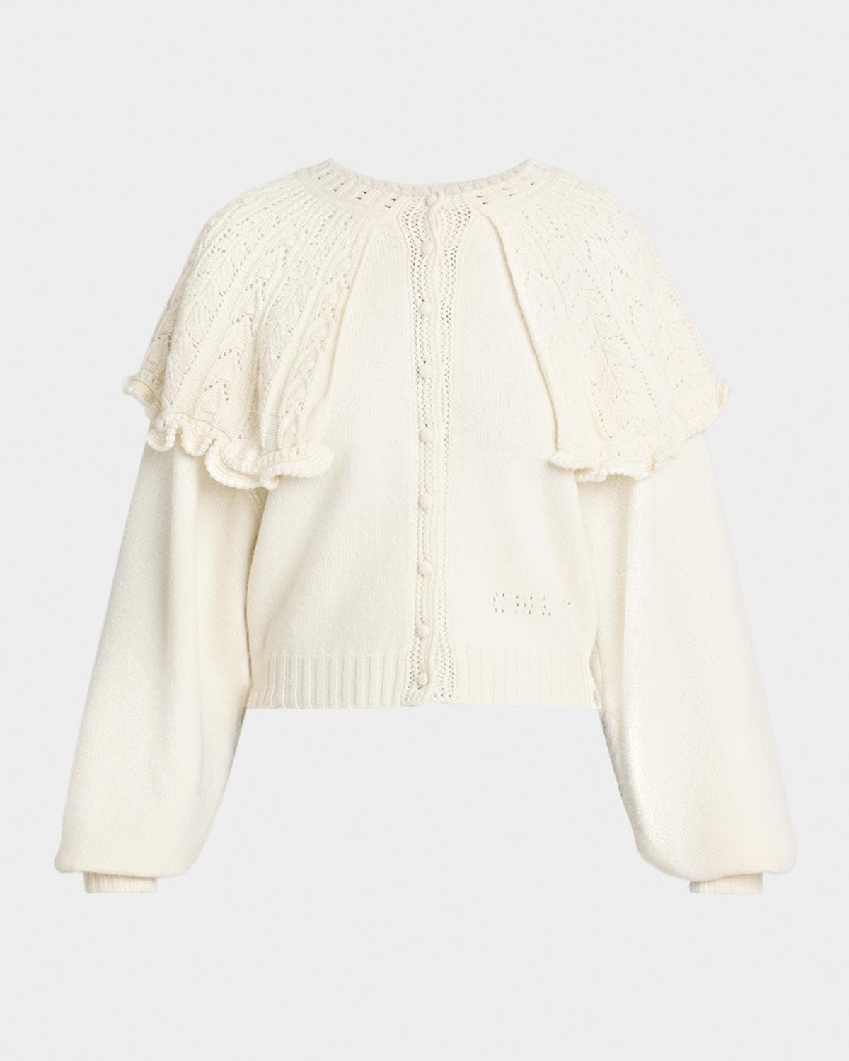 Chloe Wool-Cashmere Pointelle Capelet Cardigan