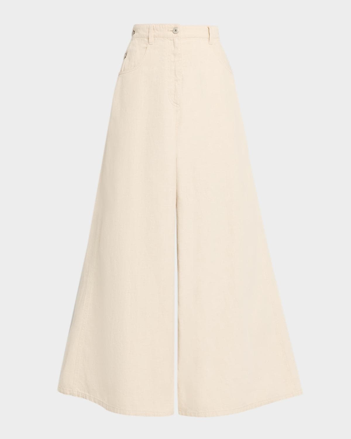 Brunello Cucinelli Garment Dyed Twill Maxi Wide-Leg Jeans