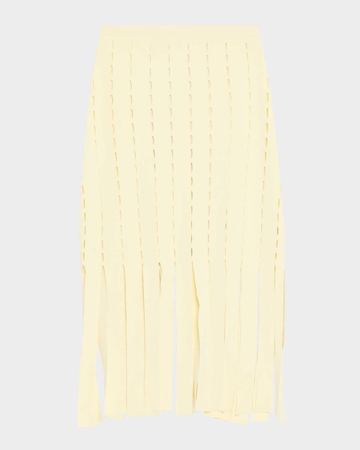 ZANKOV Perry Perforated Knit Fringe Midi Skirt