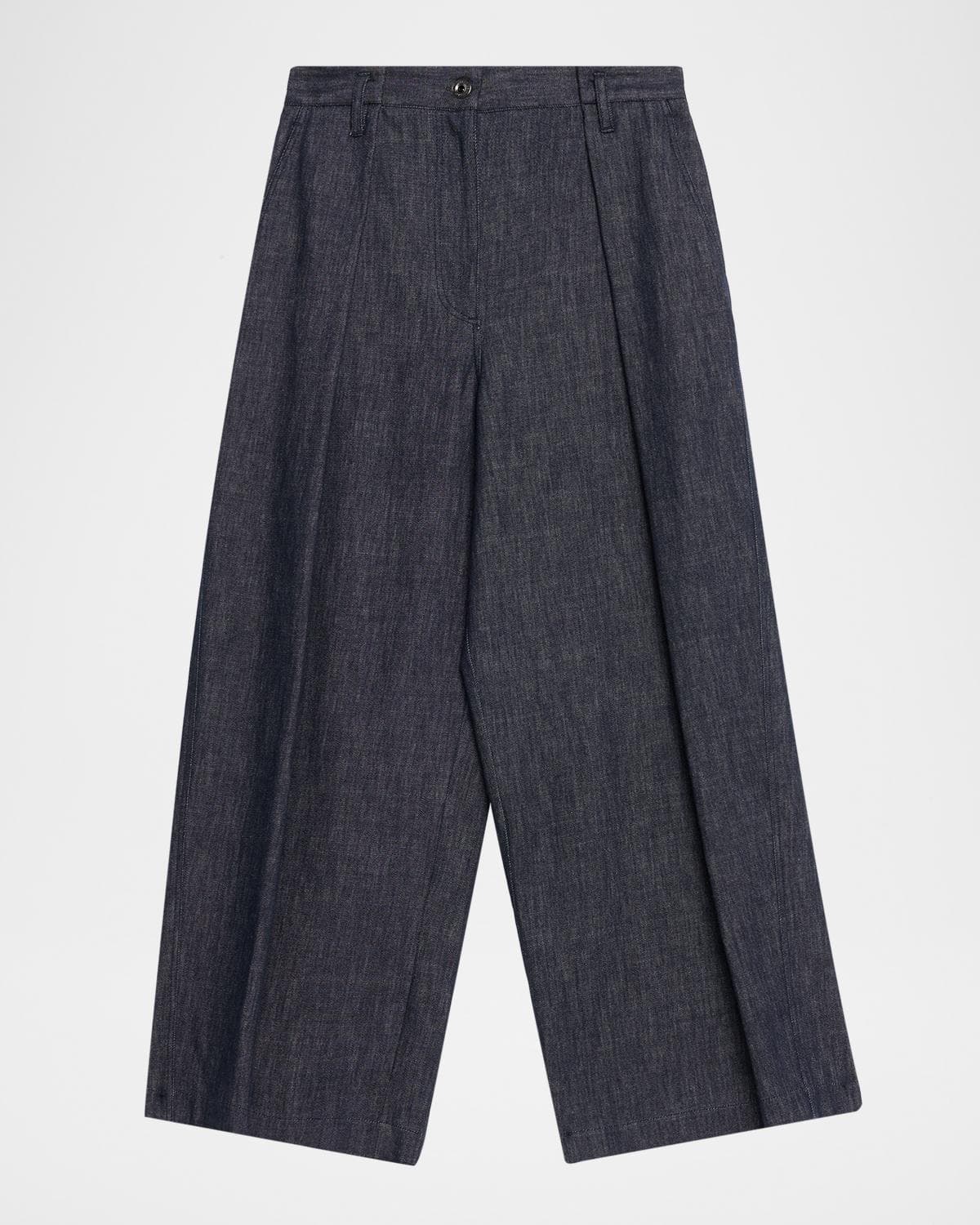 Brunello Cucinelli Pleated Straight-Leg Ankle Jeans