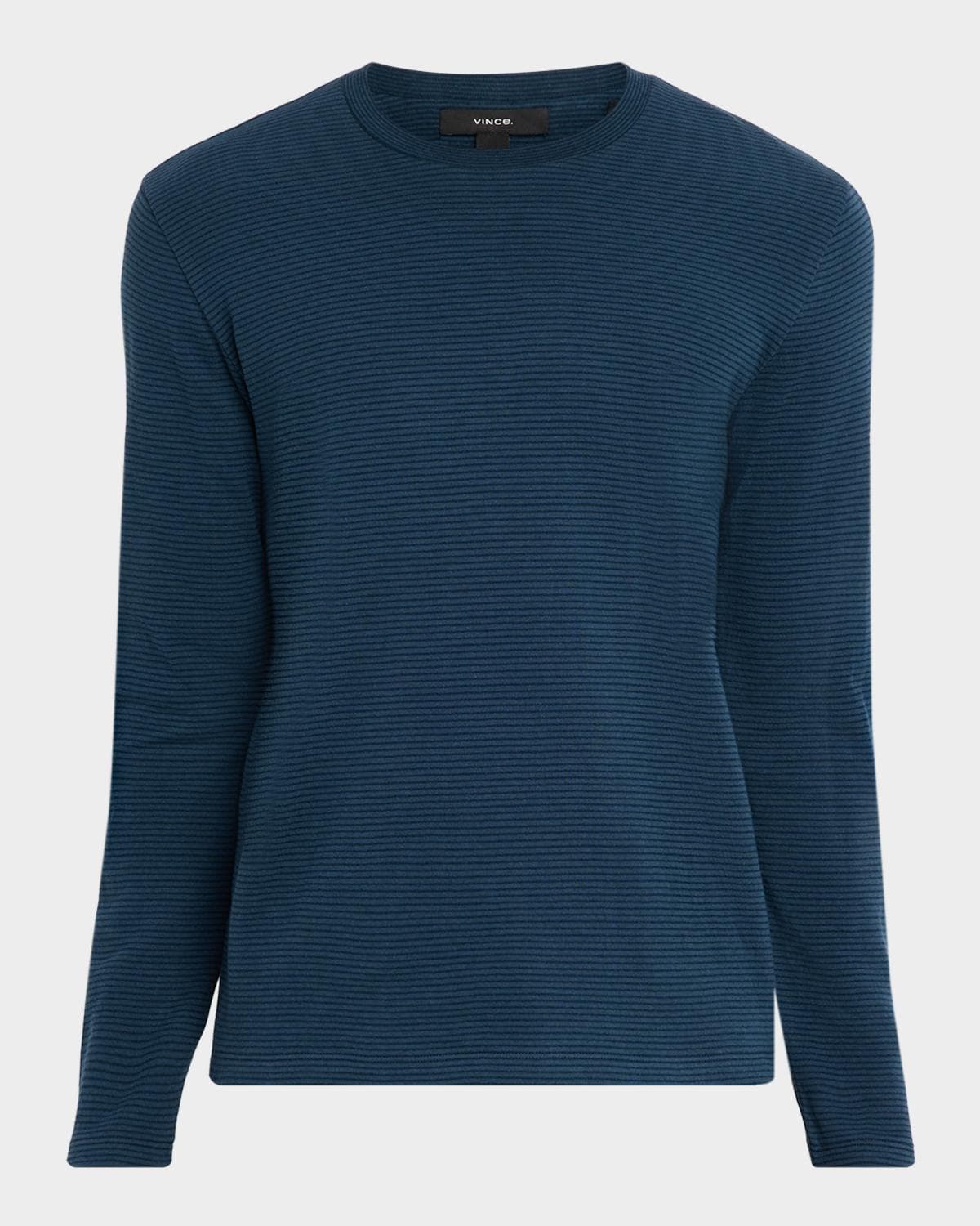 Vince Men's Striped Double-Knit Pima Cotton Long-Sleeve T-Shirt