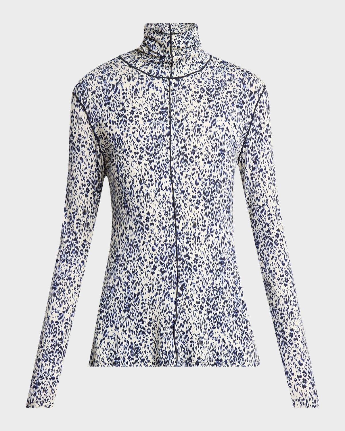 Proenza Schouler White Label Audrey Printed Jersey Turtleneck