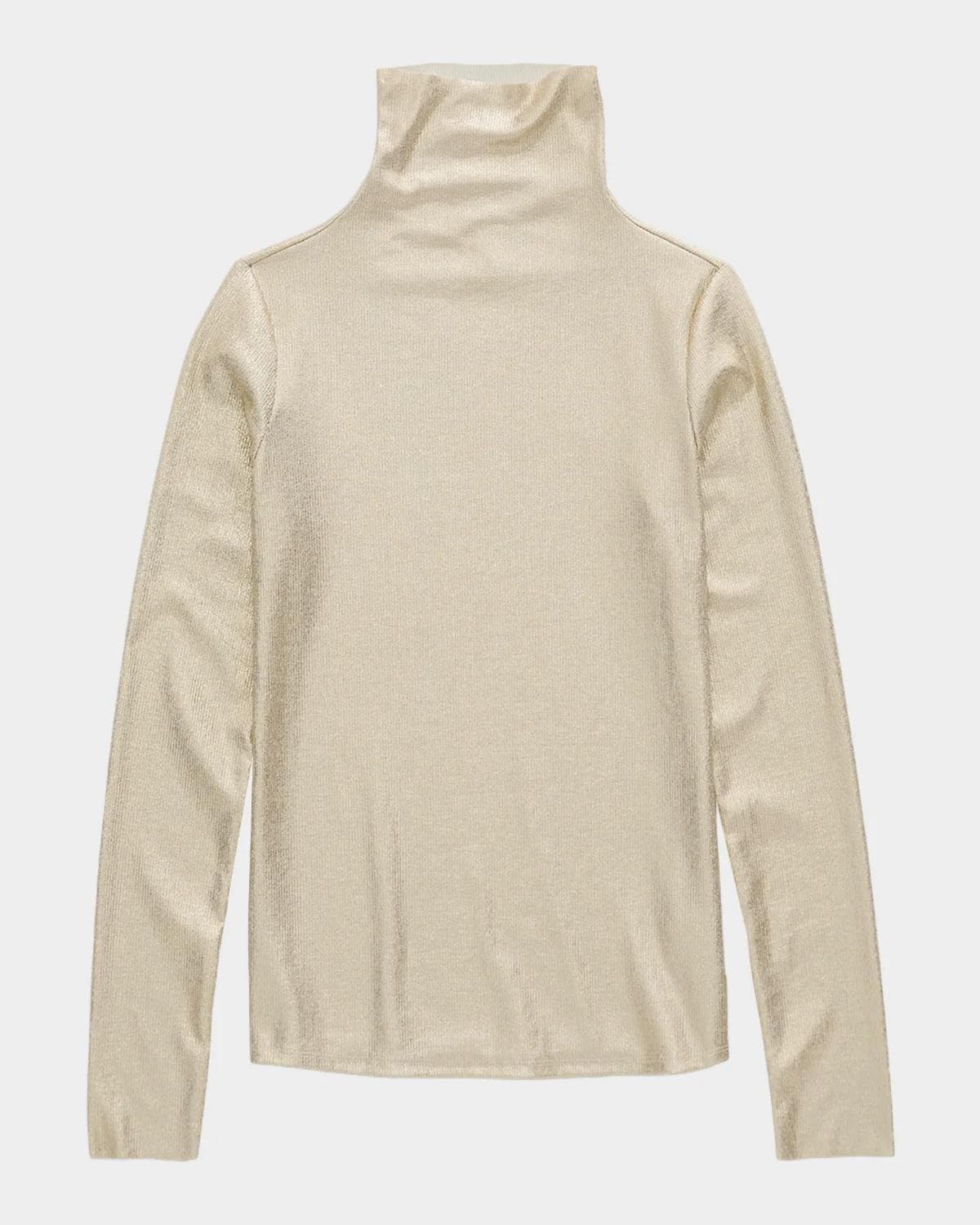 AG Jeans Chels Metallic Rib-Knit Turtleneck