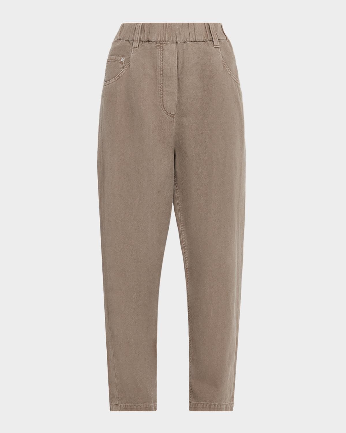 Brunello Cucinelli Dyed Cotton Twill Straight-Leg Ankle Pull-on Pants