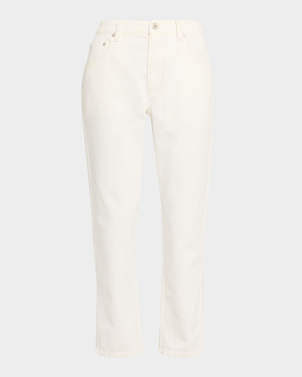 Brunello Cucinelli Mid-Rise Cotton Bull Straight-Leg Ankle Jeans
