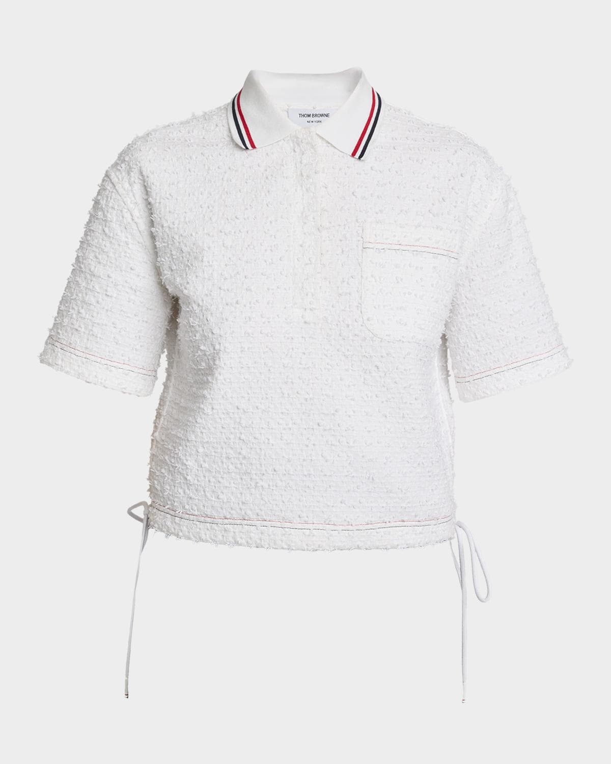 Thom Browne Drawstring Hem Crop Polo Shirt