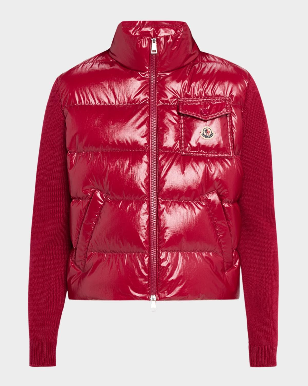 Moncler Padded Zip-Up Wool Cardigan