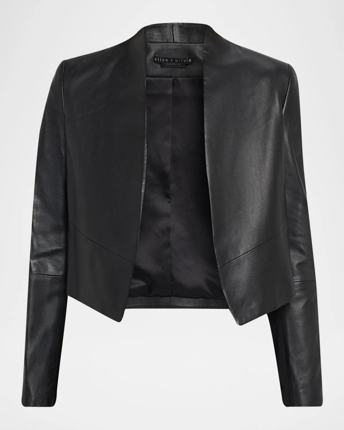ALICE + OLIVIA New Harvey Leather Open-Front Jacket