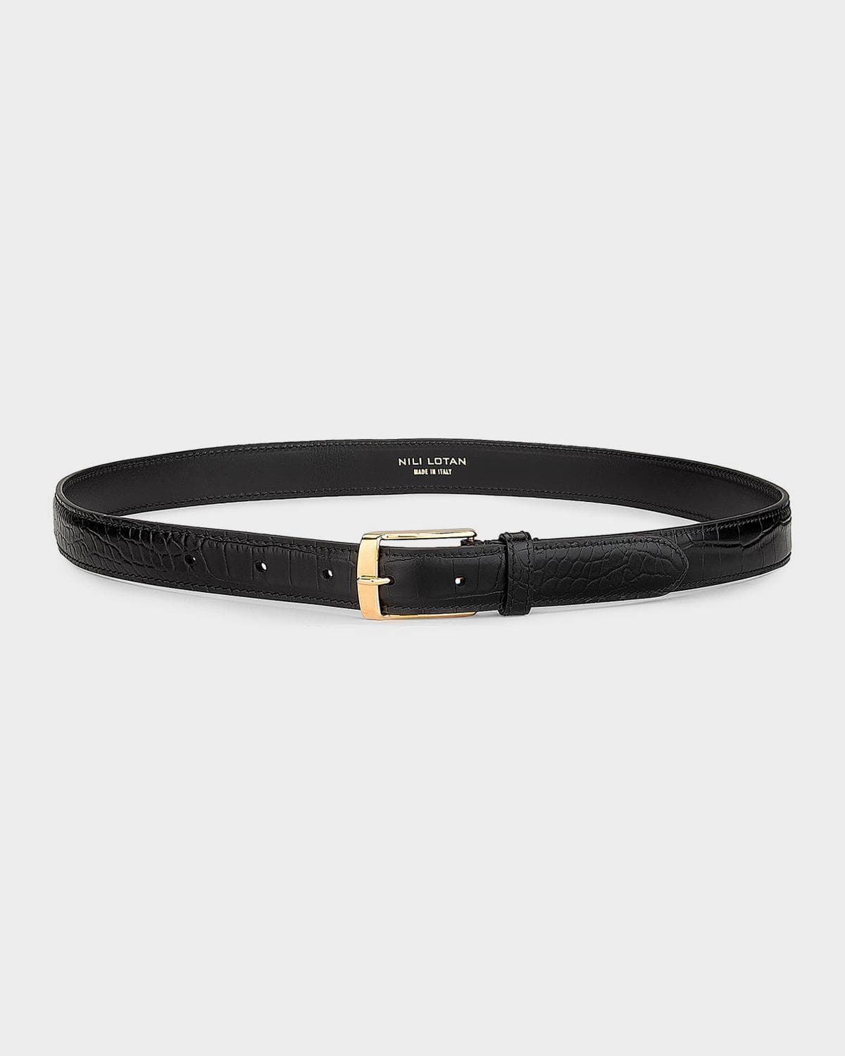 Nili Lotan Dana Croc-Embossed Leather Belt
