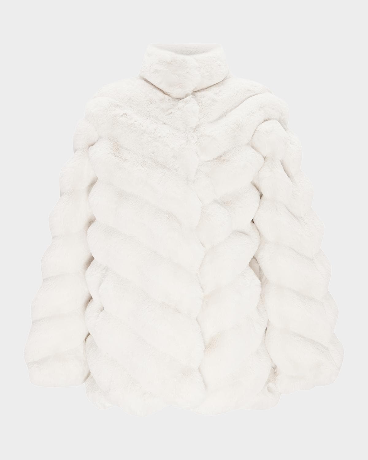 Lyla Grant Fur-Free Chevron Faux Chinchilla Coat · XLRG